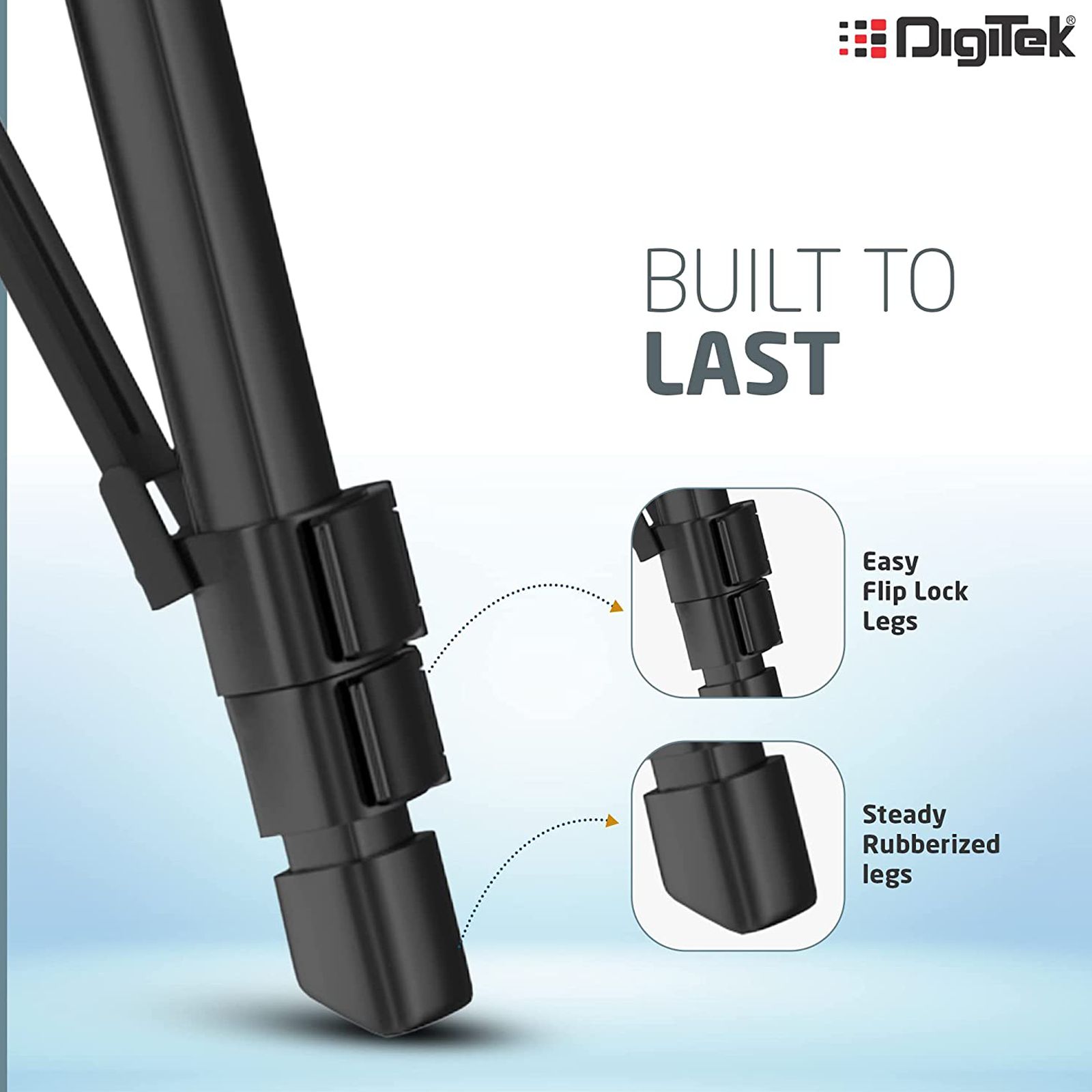 DigiTek DTR 480 LW 145cm Adjustable Tripod for Mobile and Camera (3 Way Head with Adjustable Pan, Black)_8