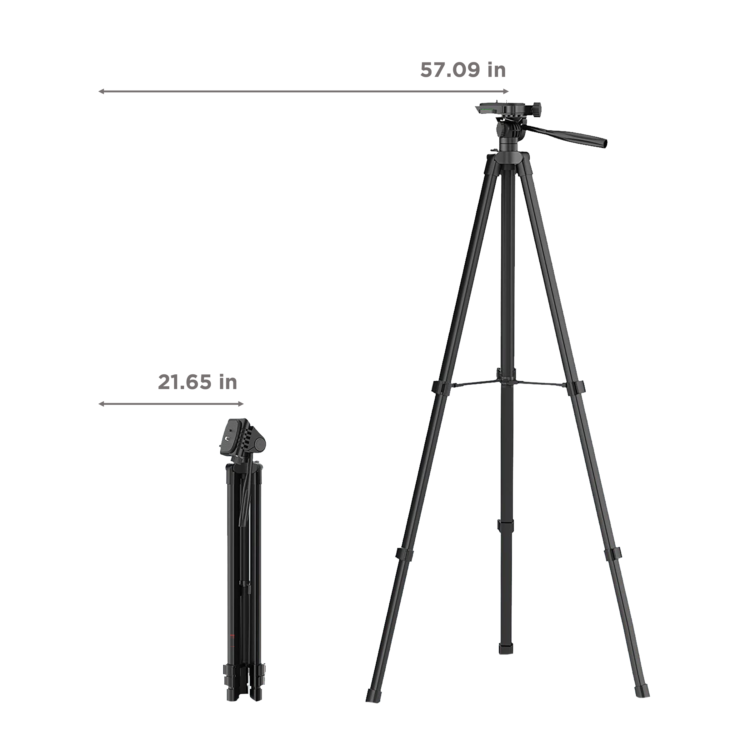 DigiTek DTR 480 LW 145cm Adjustable Tripod for Mobile and Camera (3 Way Head with Adjustable Pan, Black)_3