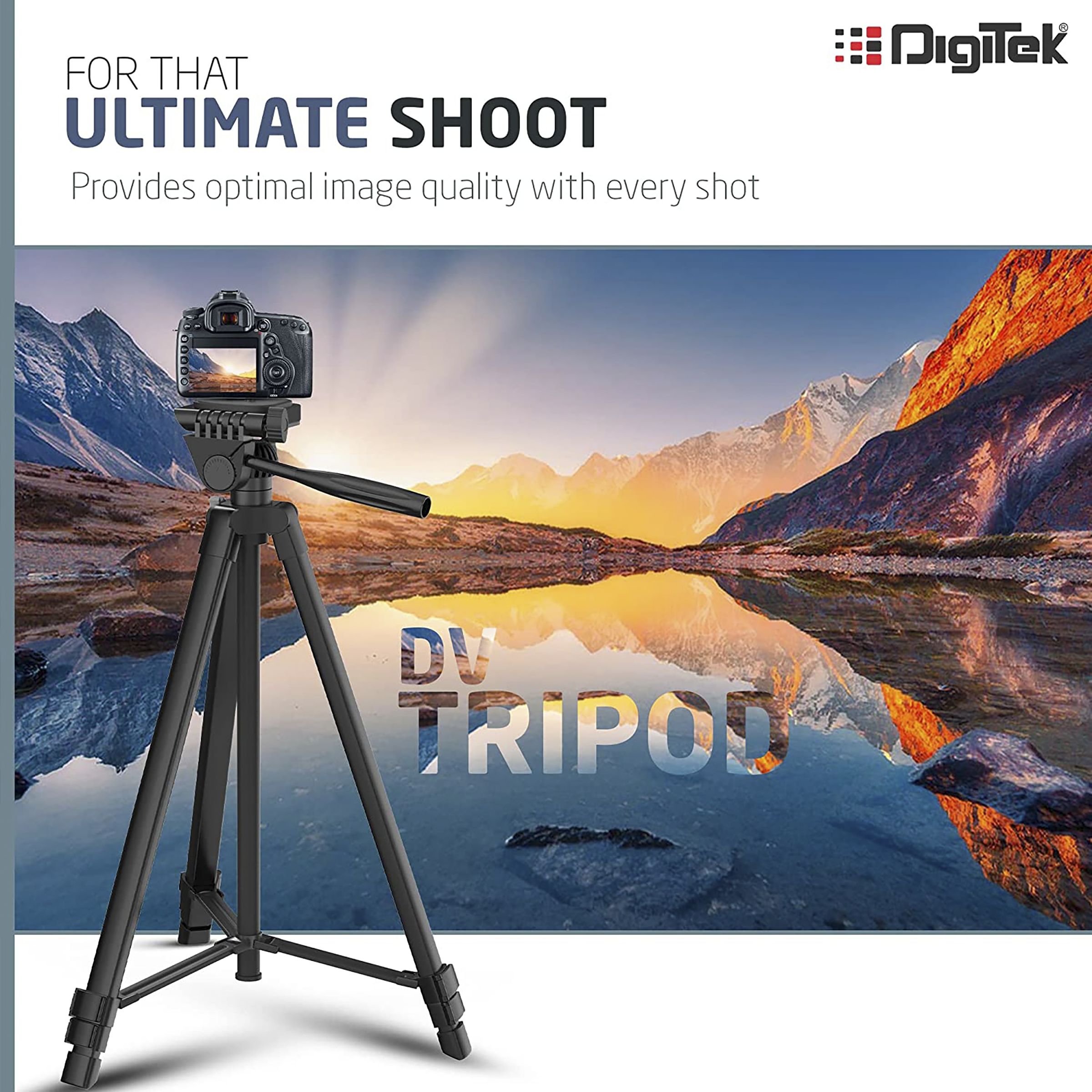 DigiTek DTR 480 LW 145cm Adjustable Tripod for Mobile and Camera (3 Way Head with Adjustable Pan, Black)_4