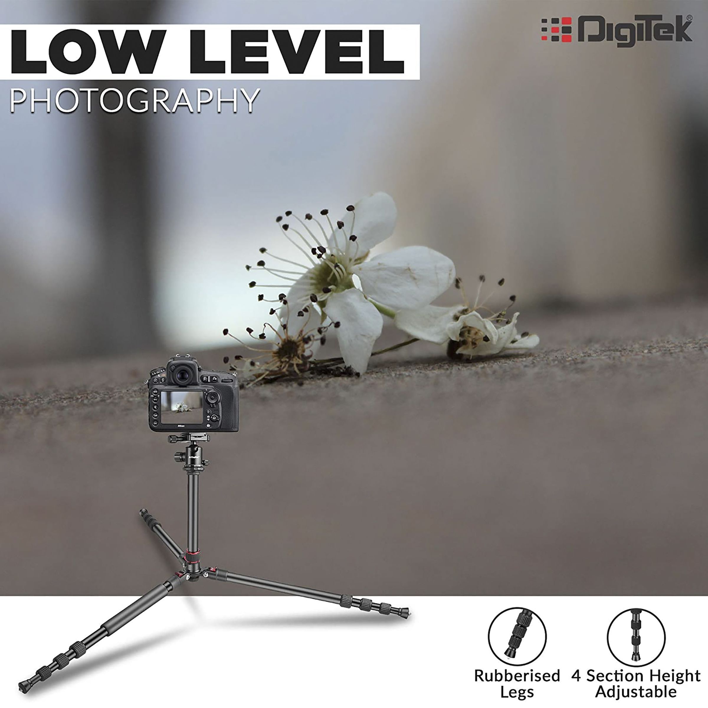 DigiTek DTR 500 BH 151cm Adjustable Tripod for Mobile and Camera (Ball Head, Black)_6