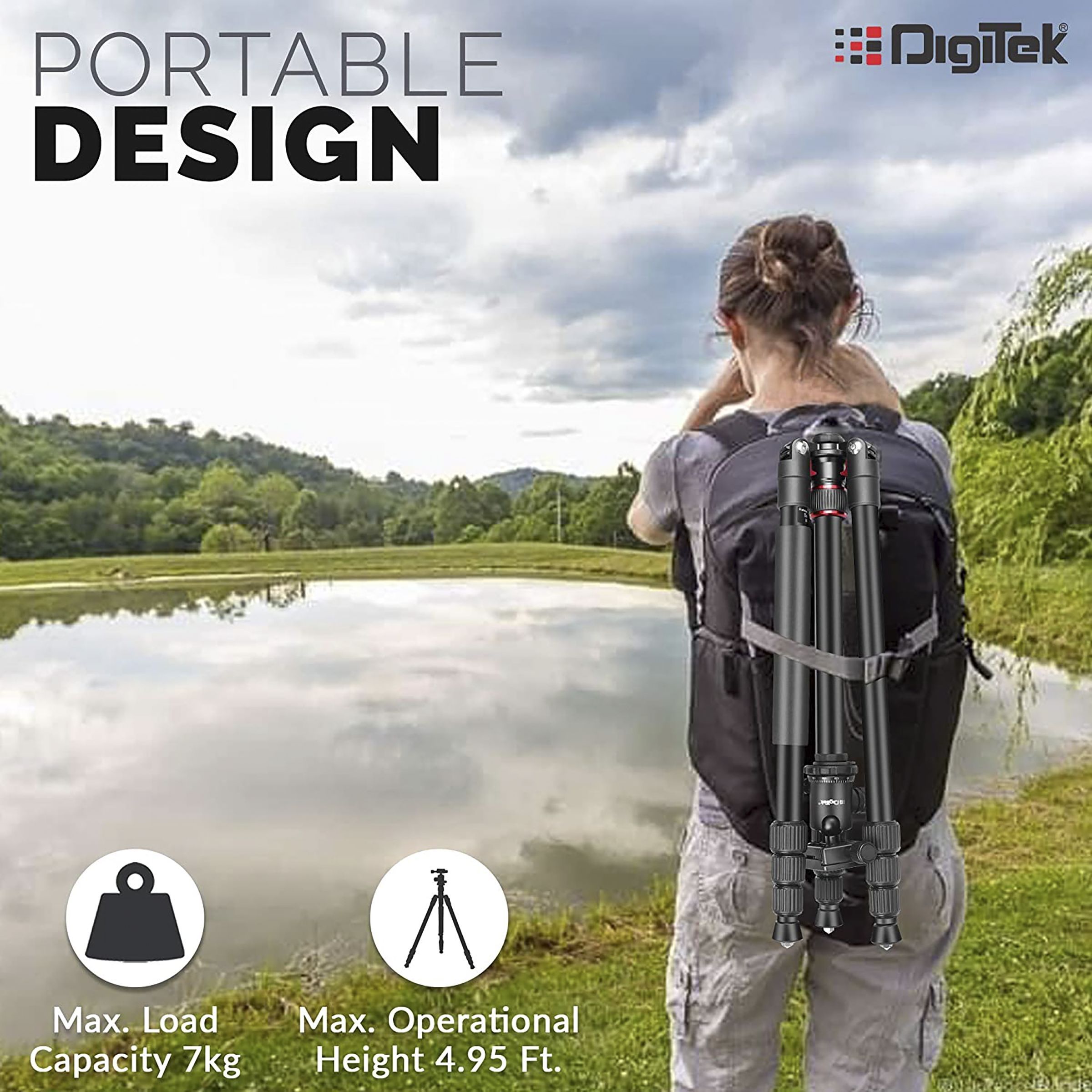 DigiTek DTR 500 BH 151cm Adjustable Tripod for Mobile and Camera (Ball Head, Black)_7