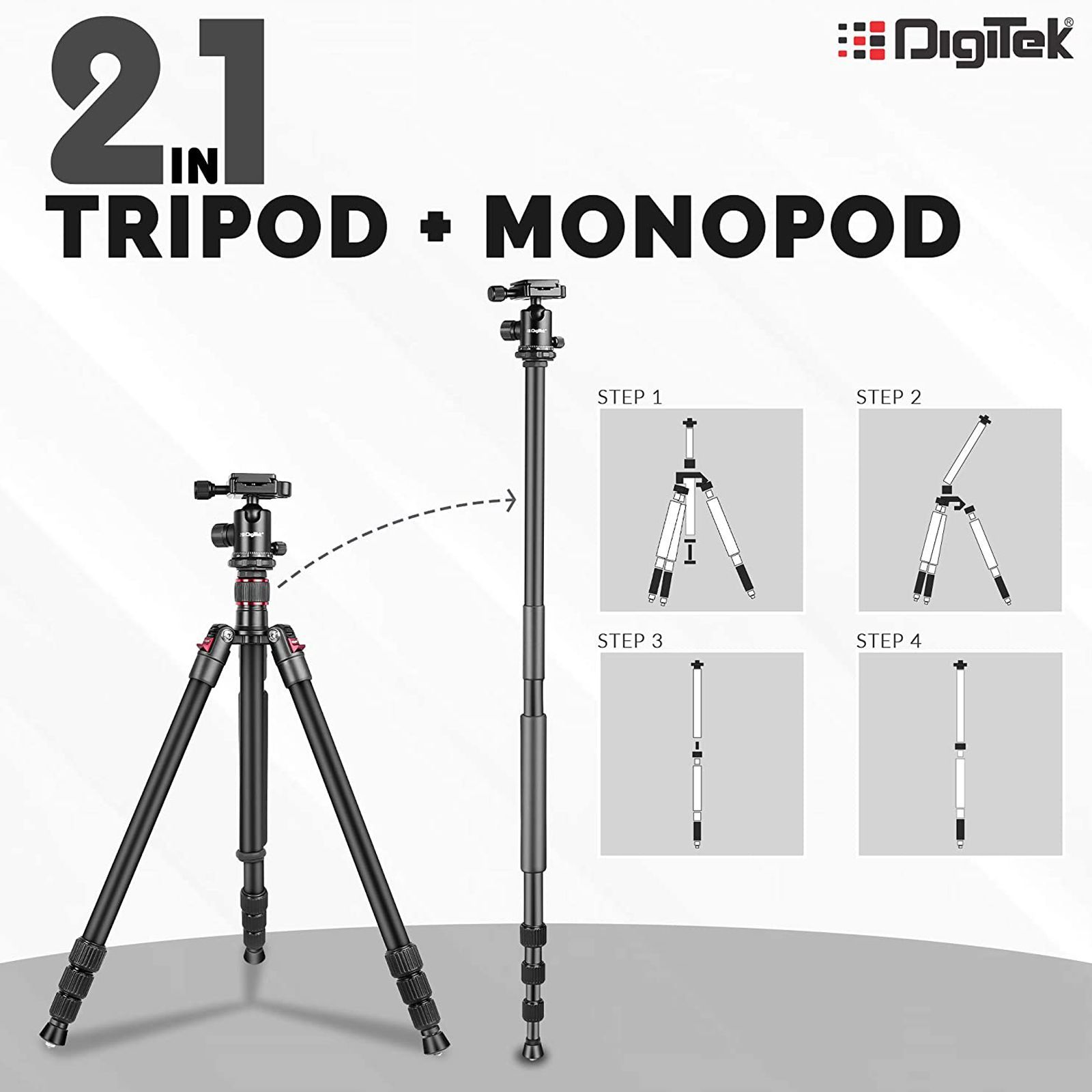 DigiTek DTR 500 BH 151cm Adjustable Tripod for Mobile and Camera (Ball Head, Black)_10