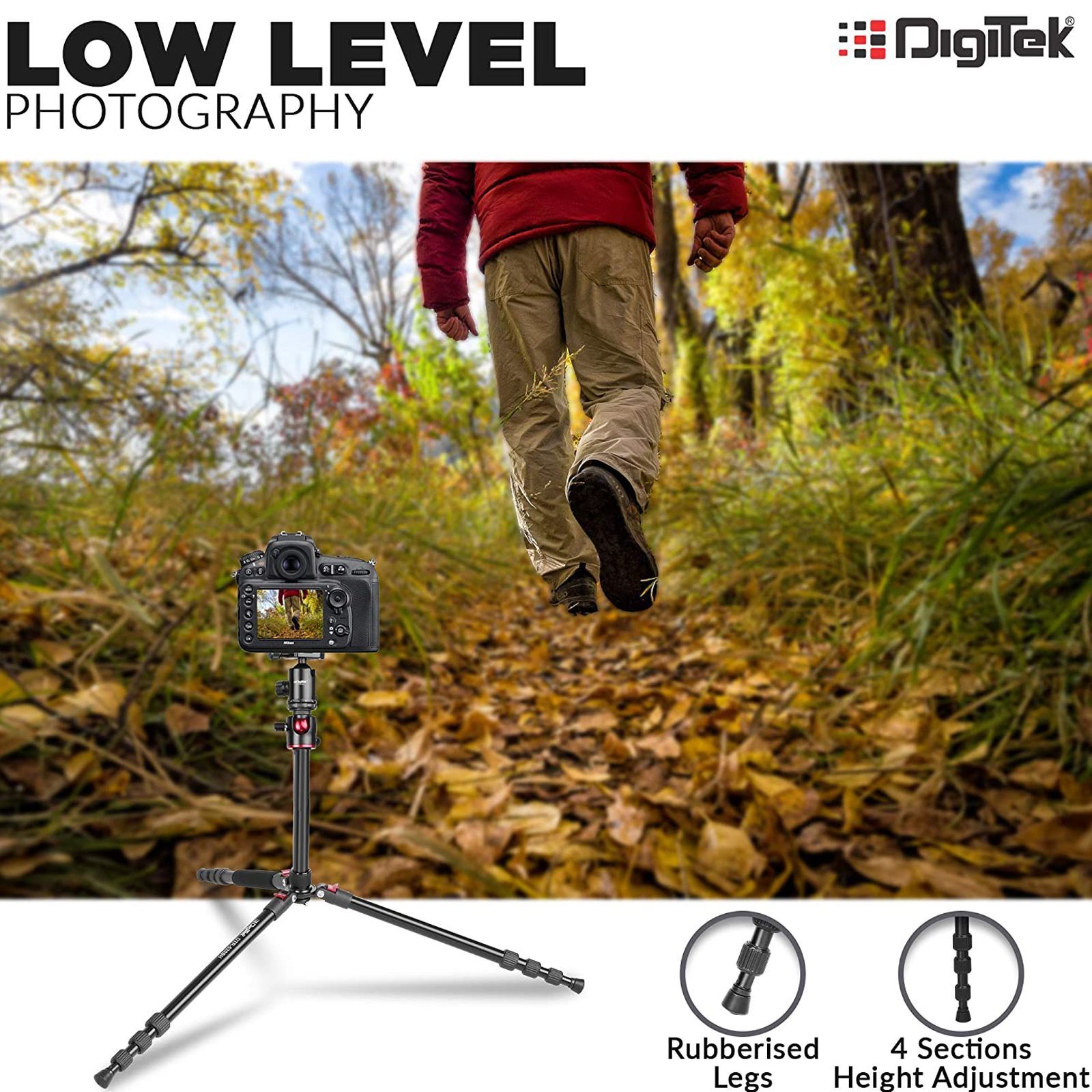 DigiTek DTR 520 BH 151cm Adjustable Tripod for Camera (Swivel Pan Head, Black)_7