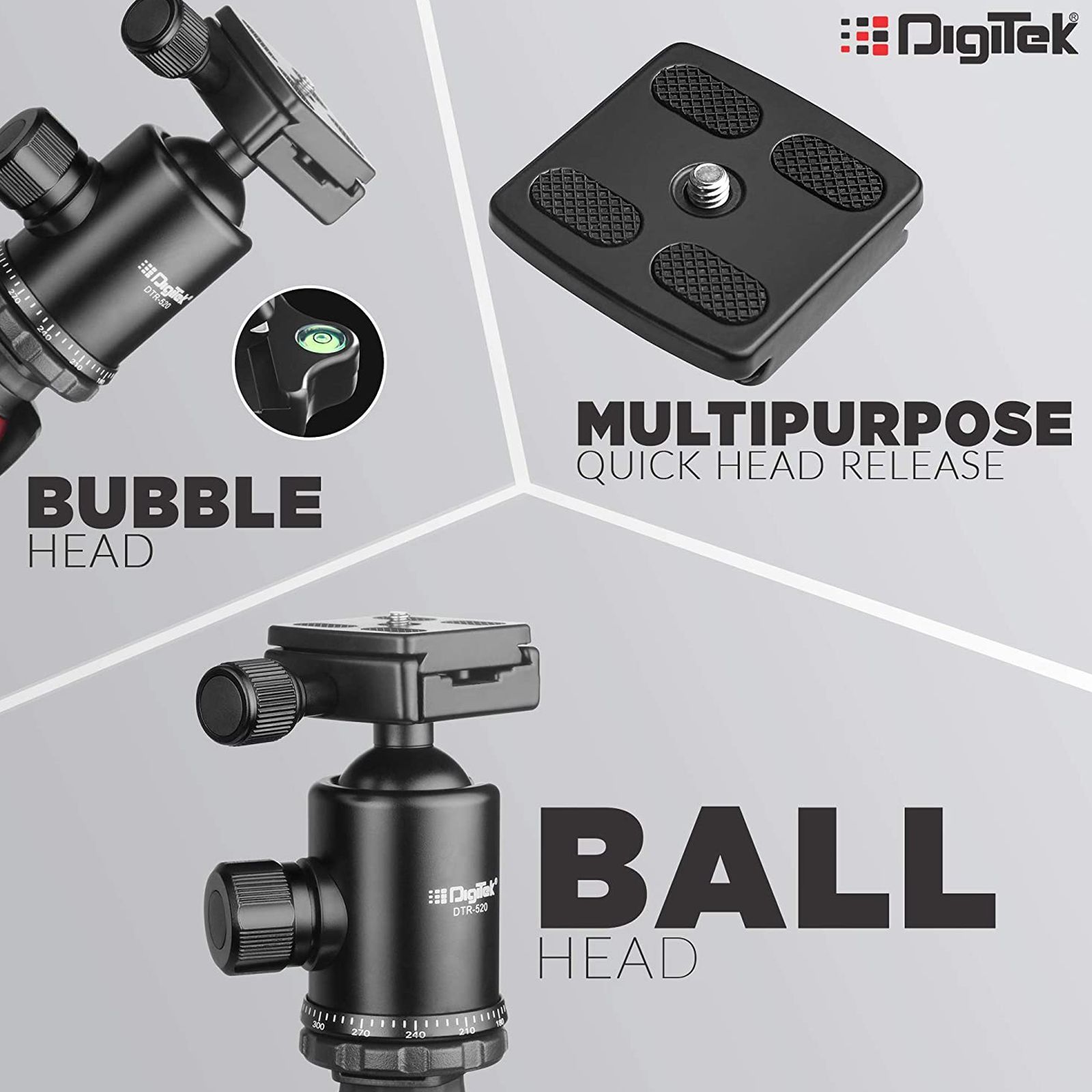 DigiTek DTR 520 BH 151cm Adjustable Tripod for Camera (Swivel Pan Head, Black)_5