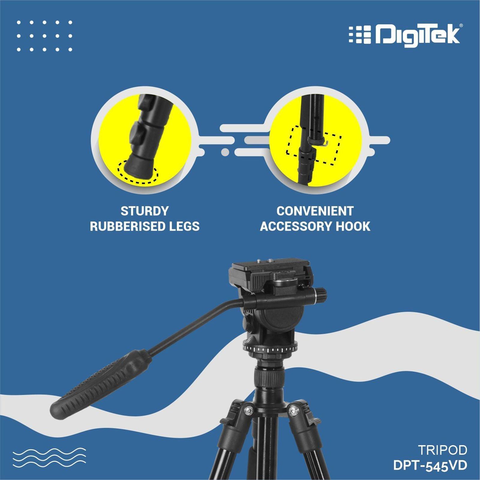 DigiTek DTR 545 VD 166cm Adjustable Tripod for Camera (Portable and Sturdy, Black)_6