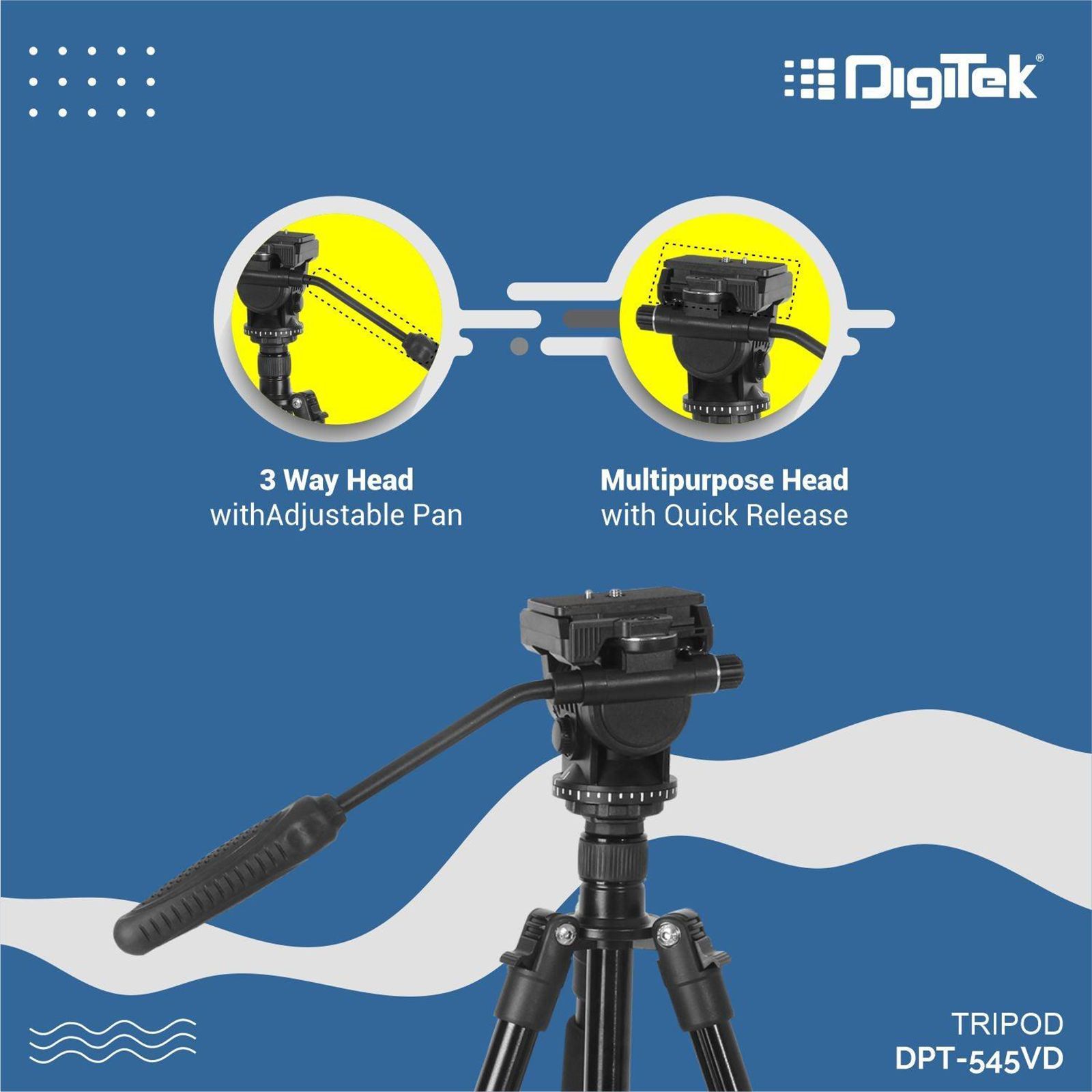 DigiTek DTR 545 VD 166cm Adjustable Tripod for Camera (Portable and Sturdy, Black)_8