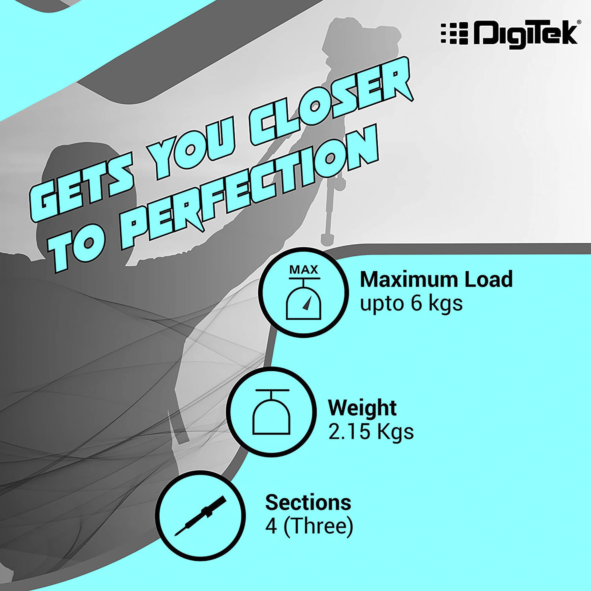 DigiTek DTR 690 VD PRO 209cm Adjustable Tripod for Camera (2 Way Head with Adjustable Pan, Black)_5