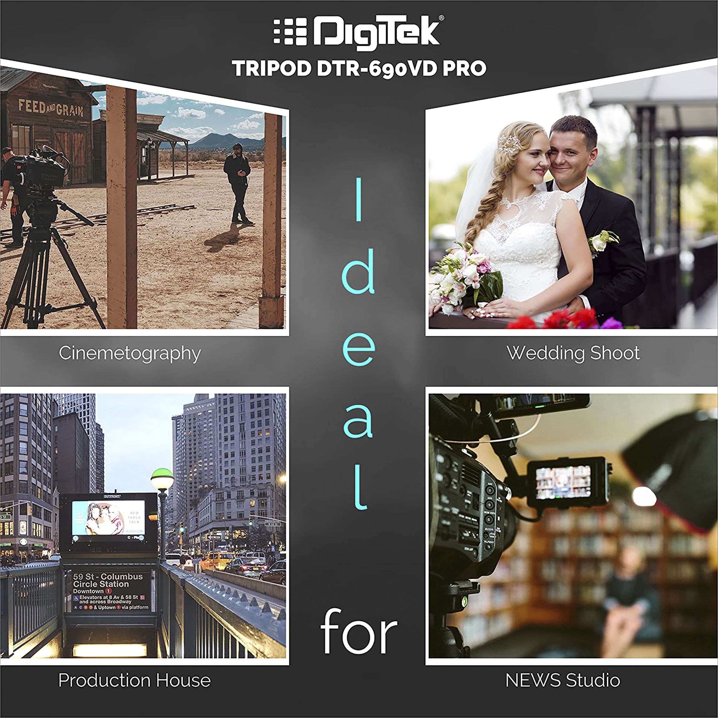 DigiTek DTR 690 VD PRO 209cm Adjustable Tripod for Camera (2 Way Head with Adjustable Pan, Black)_4