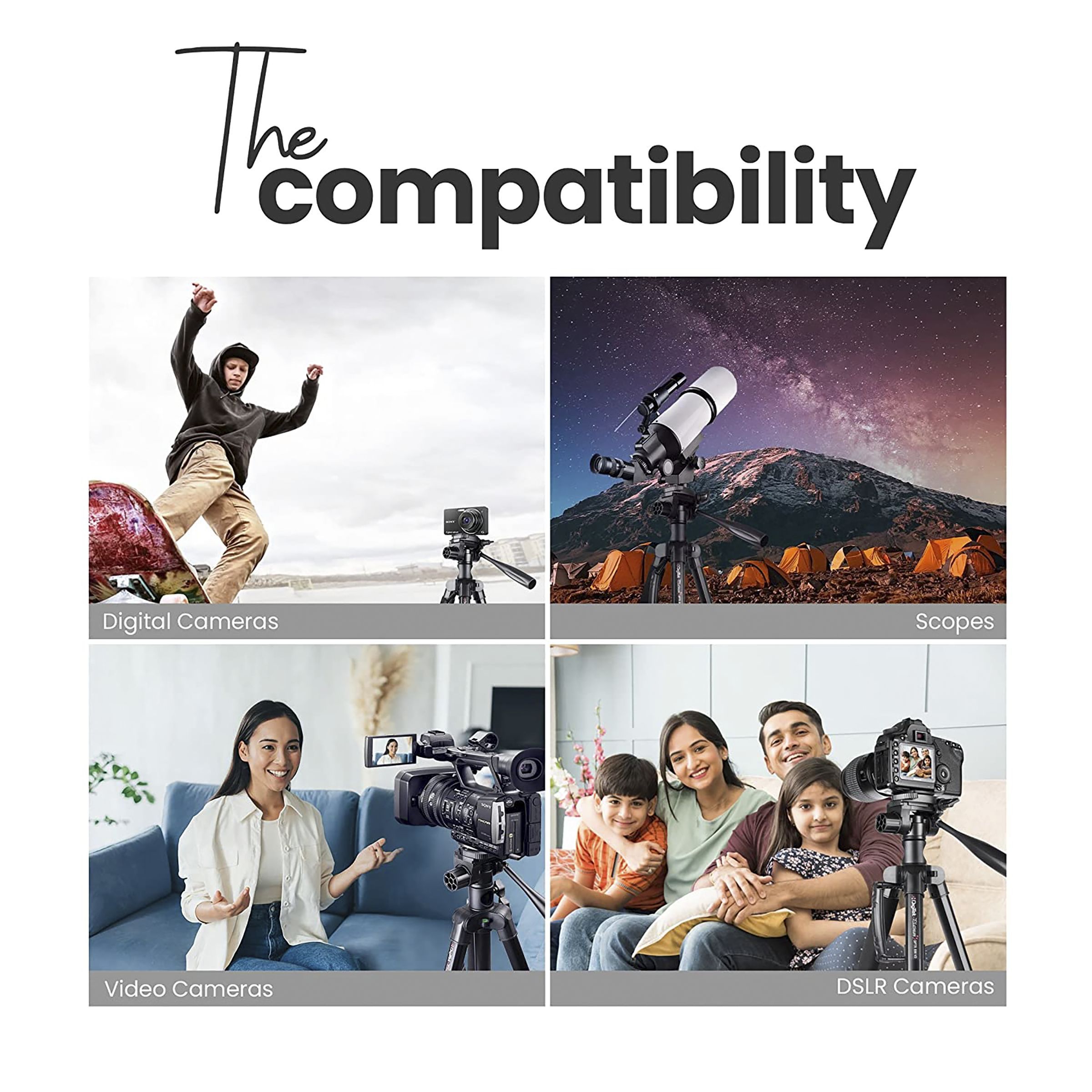 DigiTek Platinum DPTR 890 VD 178cm Adjustable Tripod for Camera (3 Way Head with Adjustable Pan, Black)_11