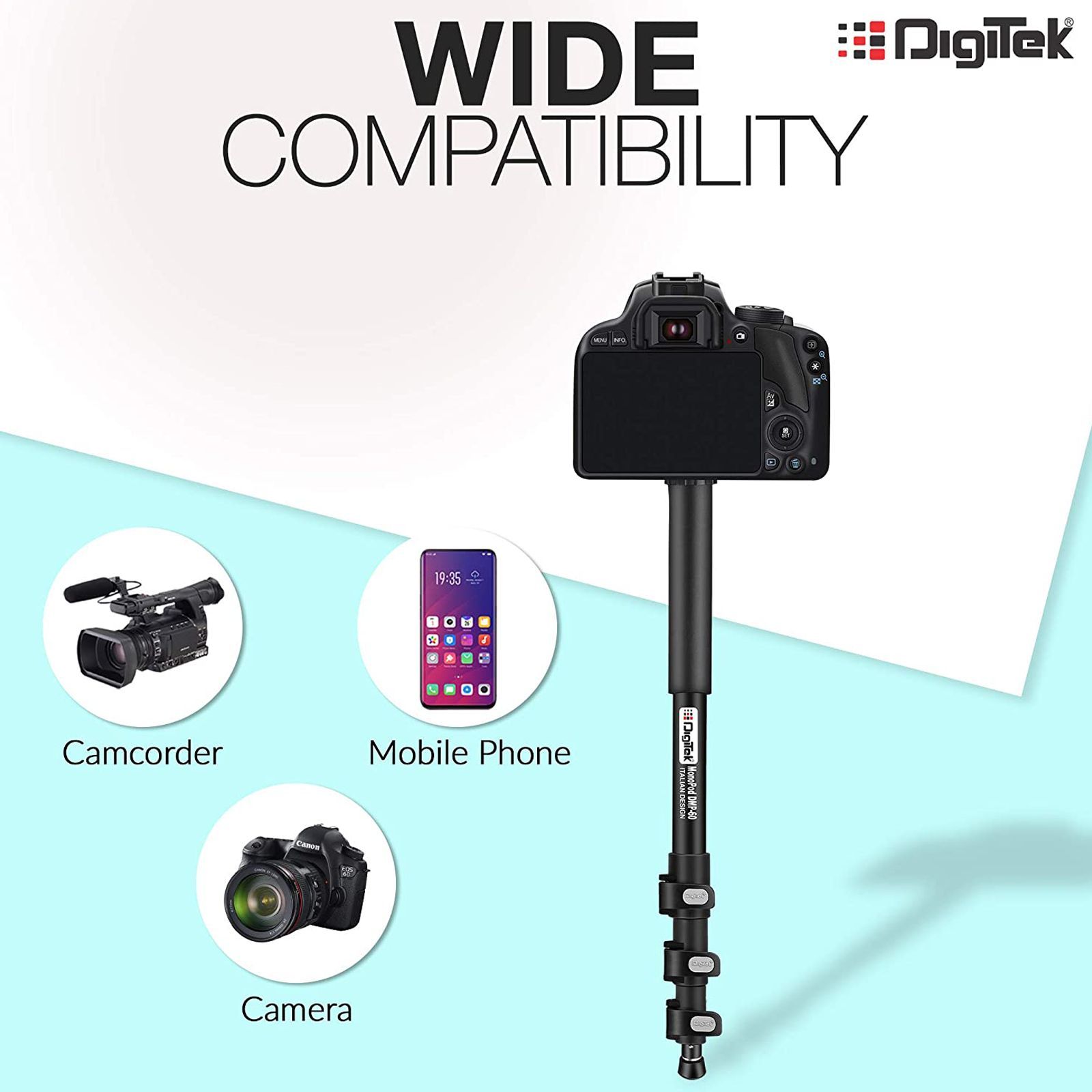 DigiTek DMP 60N 155cm Adjustable Monopod for Mobile and Camera (4 Extendable Sections, Black) DigiTek DMP 60N 155cm Adjustable Monopod for Mobile and Camera (4 Extendable Sections, Black)_7