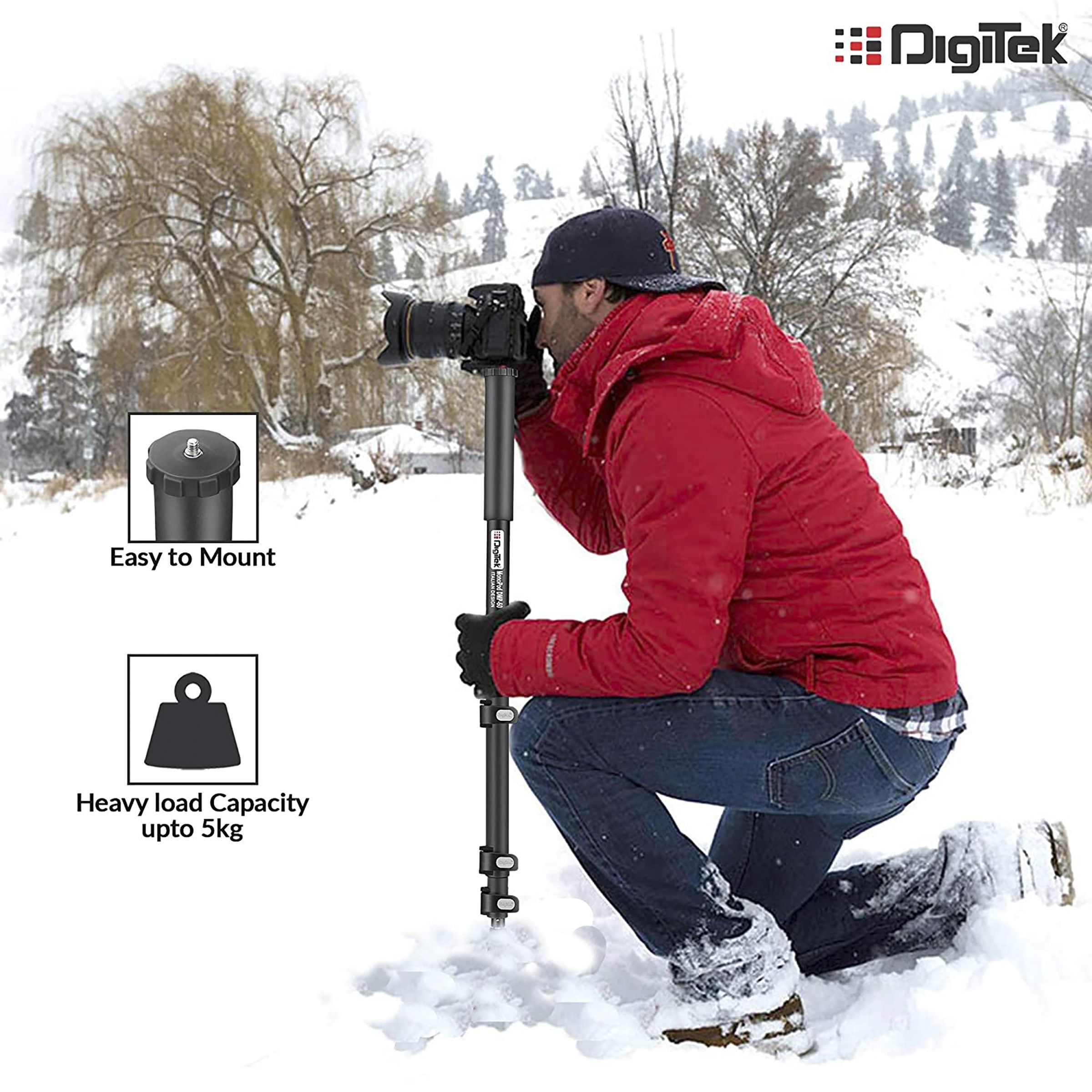 DigiTek DMP 60N 155cm Adjustable Monopod for Mobile and Camera (4 Extendable Sections, Black) DigiTek DMP 60N 155cm Adjustable Monopod for Mobile and Camera (4 Extendable Sections, Black)_4