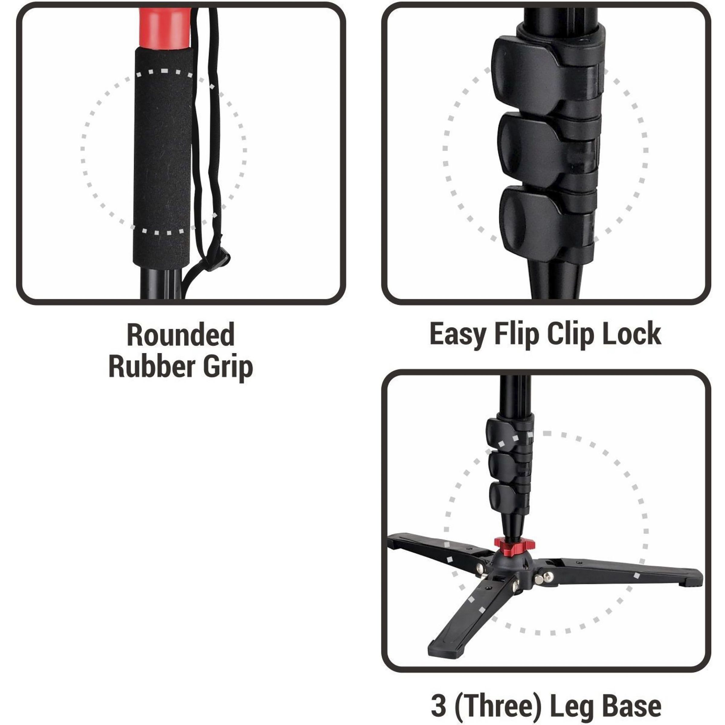 DigiTek DMP 70H 169.5cm Adjustable Monopod for Camera (3 Leg Base, Black)_4