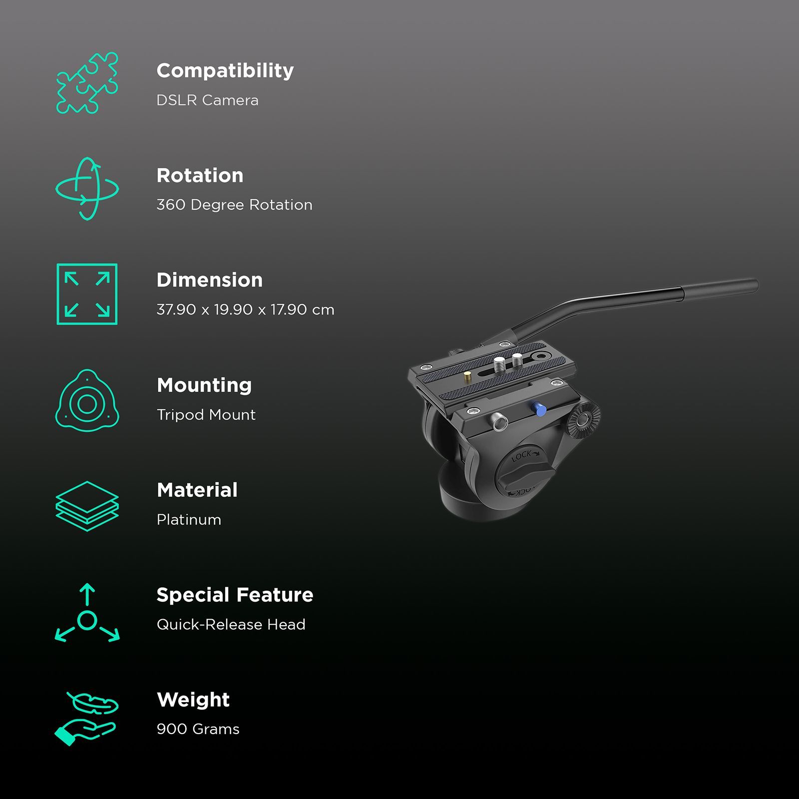 DigiTek DPVH 110 Tripod Mount for Camera (360 Degree Rotation, Black)_2