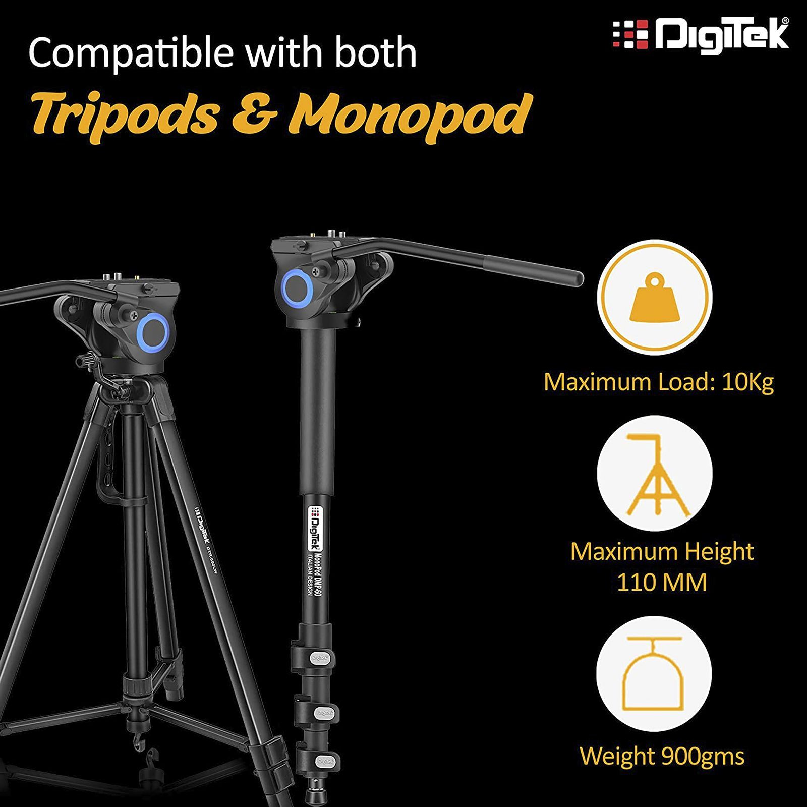 DigiTek DPVH 110 Tripod Mount for Camera (360 Degree Rotation, Black)_3
