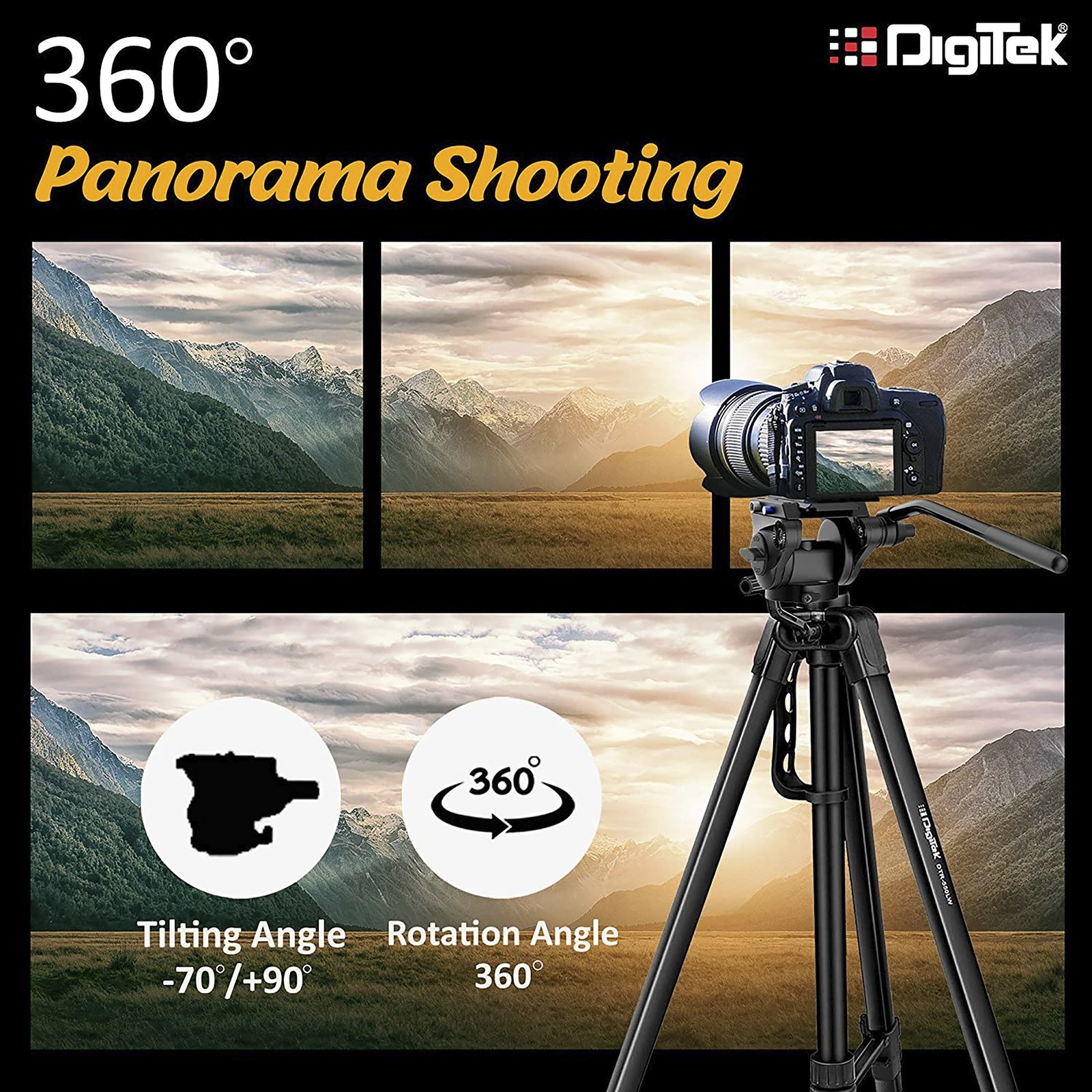 DigiTek DPVH 110 Tripod Mount for Camera (360 Degree Rotation, Black)_4
