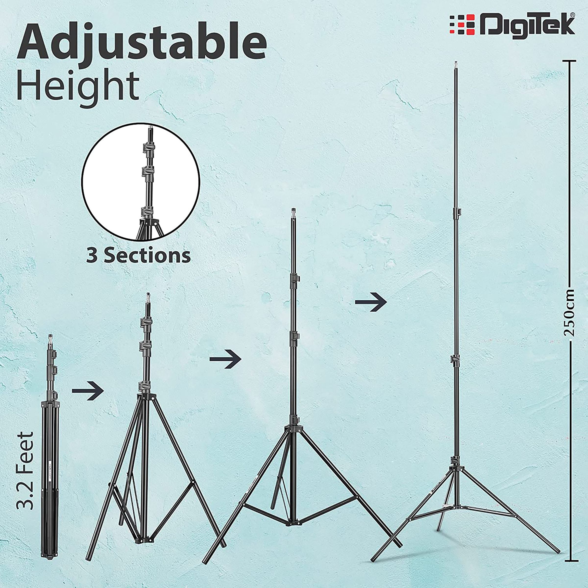 DigiTek DBSK-009FT Background Stand Kit with Bag for Photography & Videography (Lightweight & Sturdy)_8