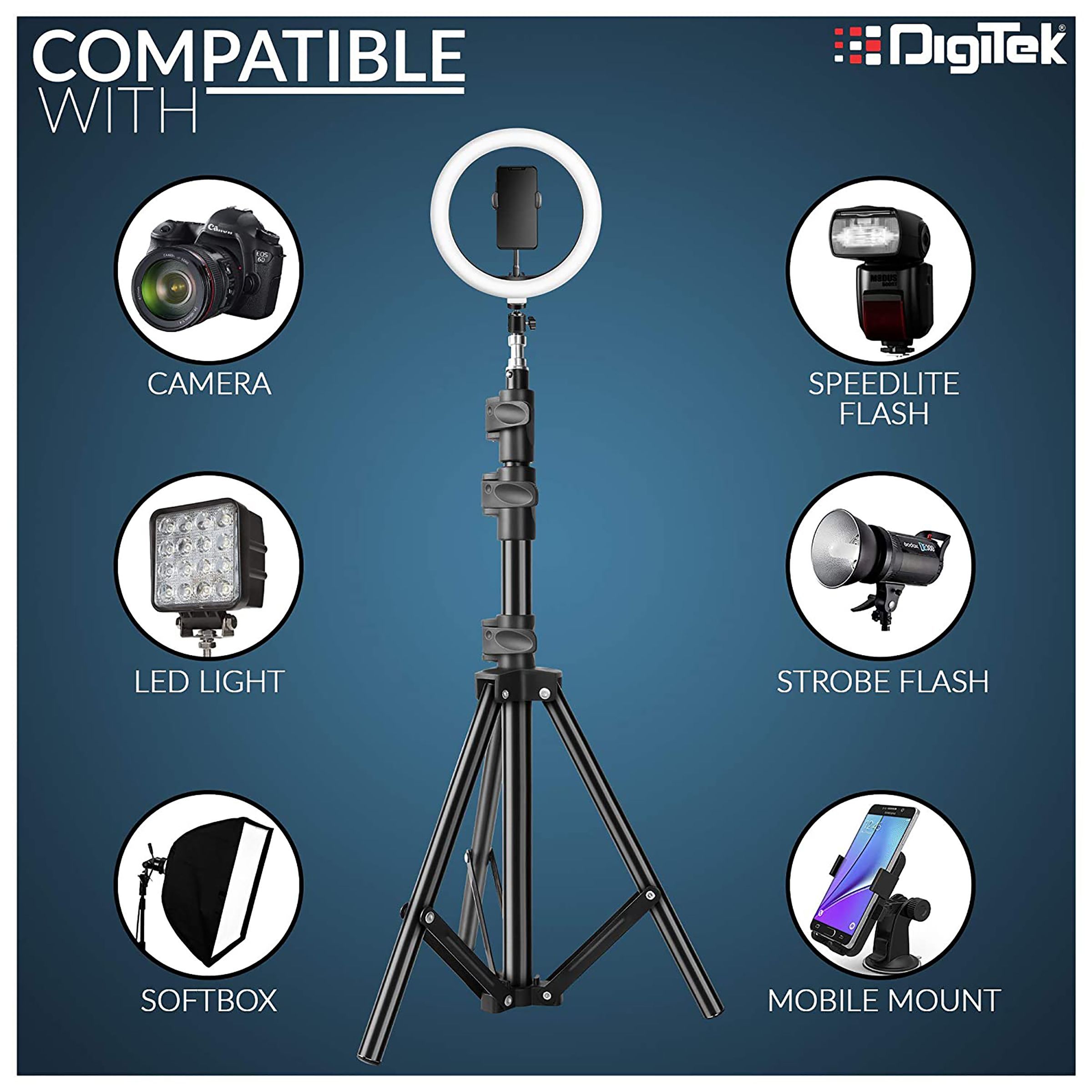 DigiTek DLS 006 FT 158cm Adjustable Tripod for Mobile and Camera (Ultra Portable Cum Heavy Duty, Black)_6