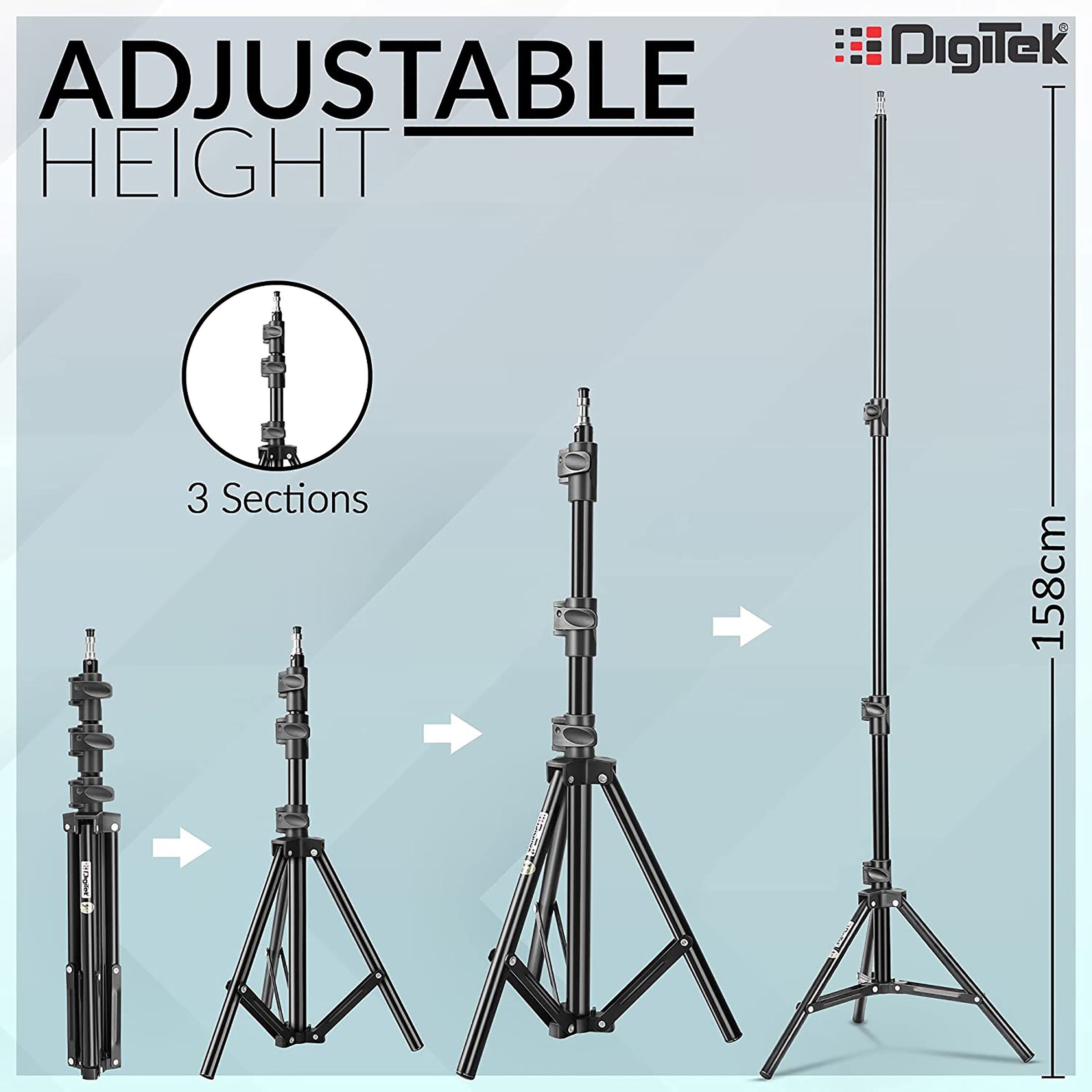 DigiTek DLS 006 FT 158cm Adjustable Tripod for Mobile and Camera (Ultra Portable Cum Heavy Duty, Black)_7