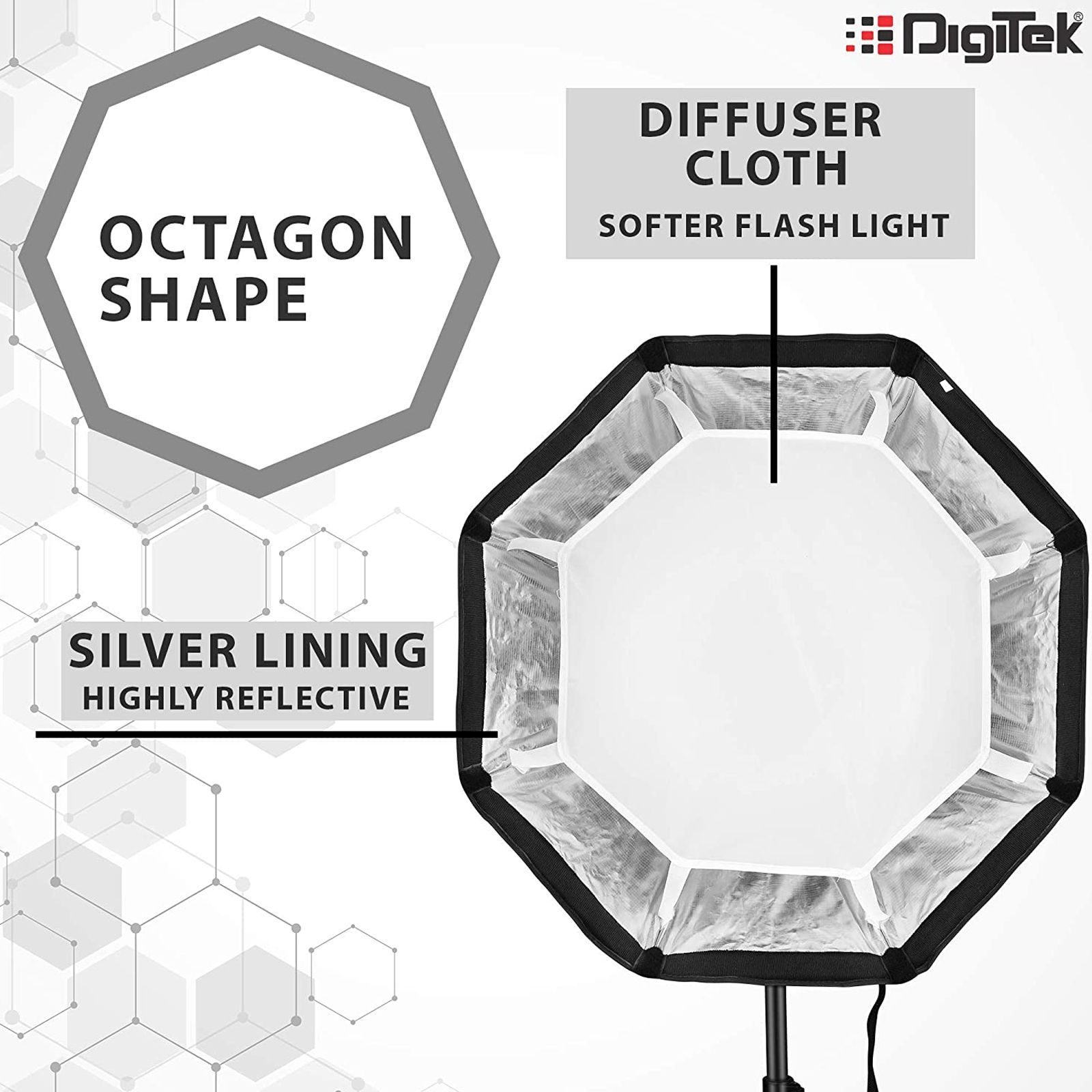 Digitek DSBH 065 Softbox with Bracket, Diffuser Sheets & Carry Case for Photography (Octagon Shape)_10