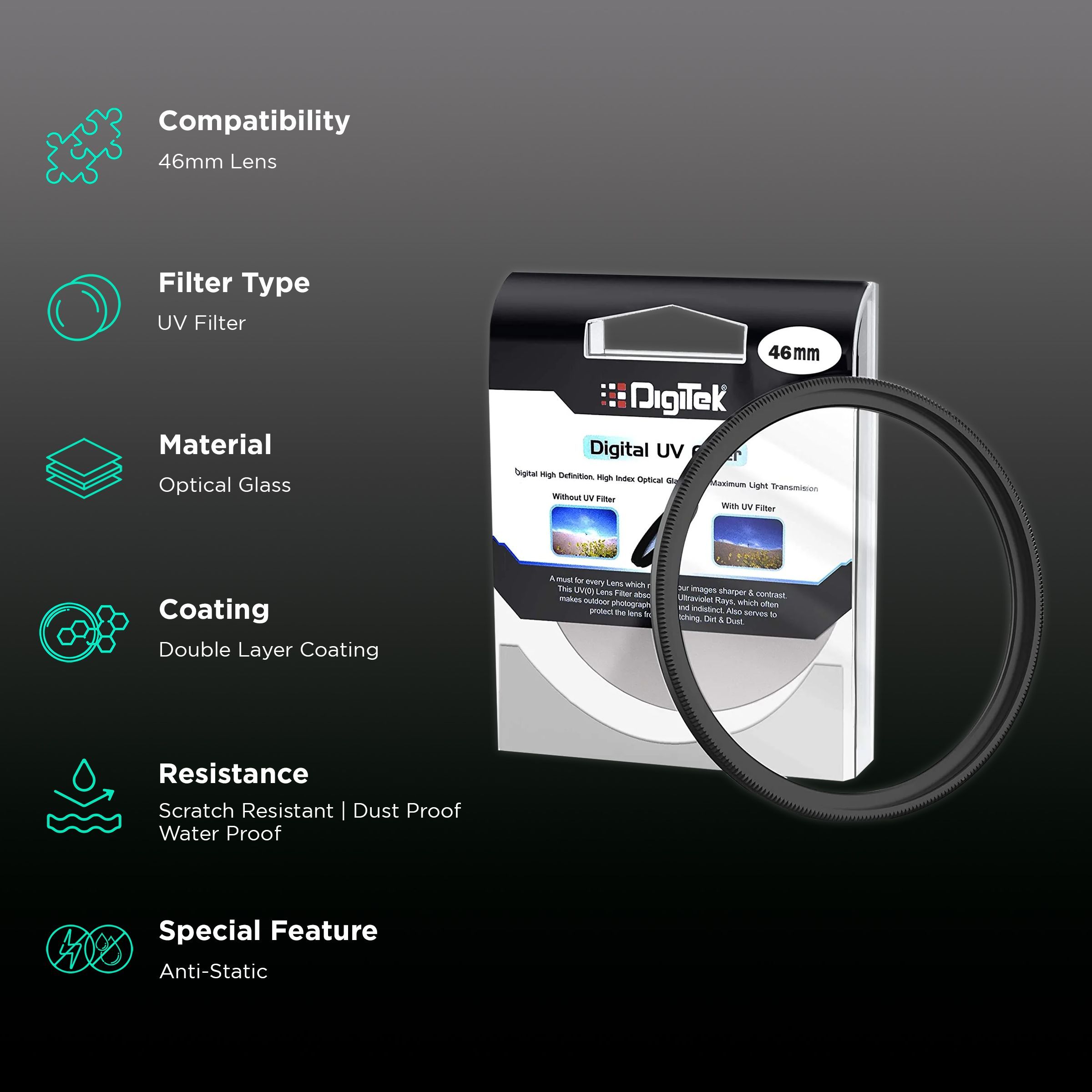 DigiTek 46mm Camera Lens UV Filter (Double Layer Coating)_2