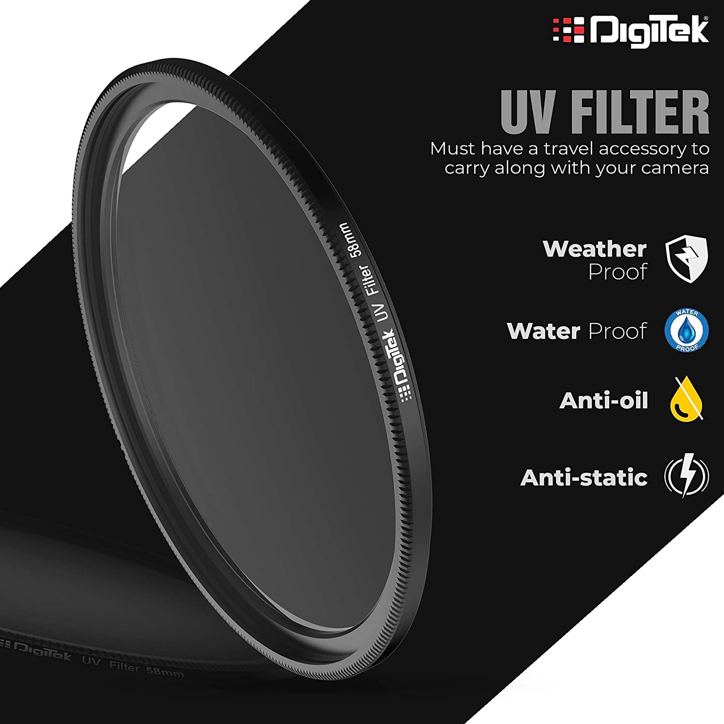 DigiTek 58mm Camera Lens UV Filter (Double Layer Coating)_4