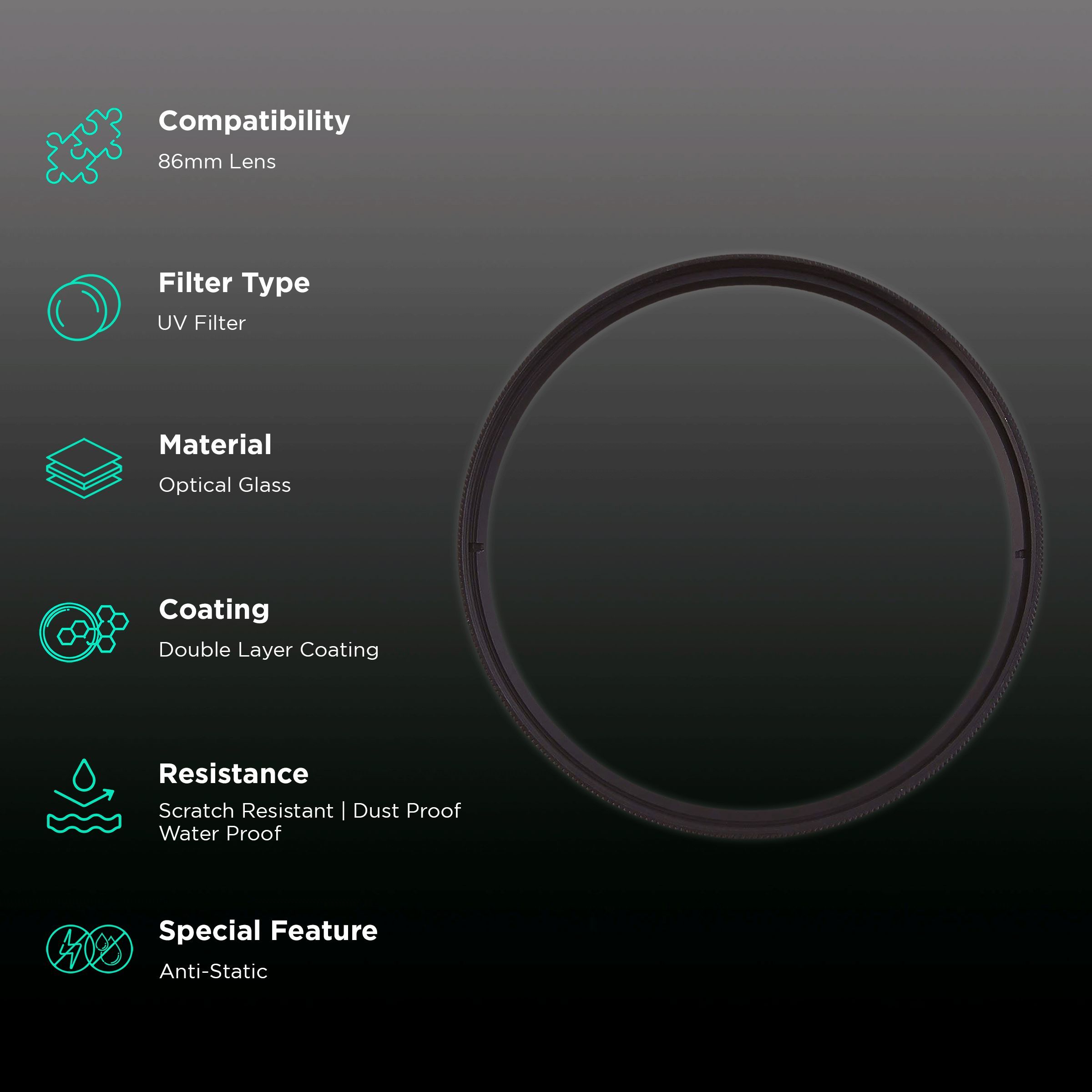 DigiTek 86mm Camera Lens UV Filter (Double Layer Coating)_2