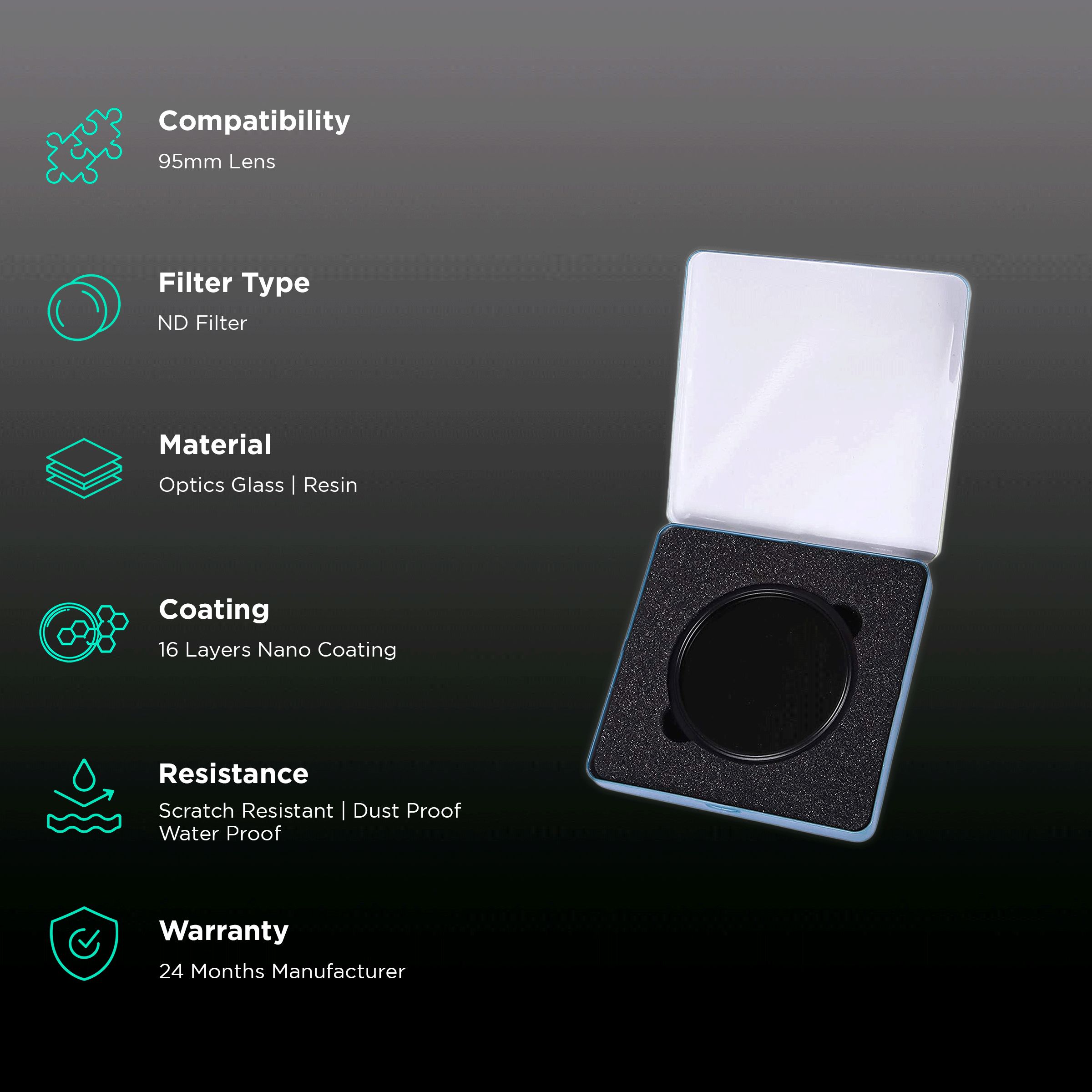 HIFFIN Fader N-D 95mm Camera Lens Neutral Density Filter (16 Layers Nano Coating)_2