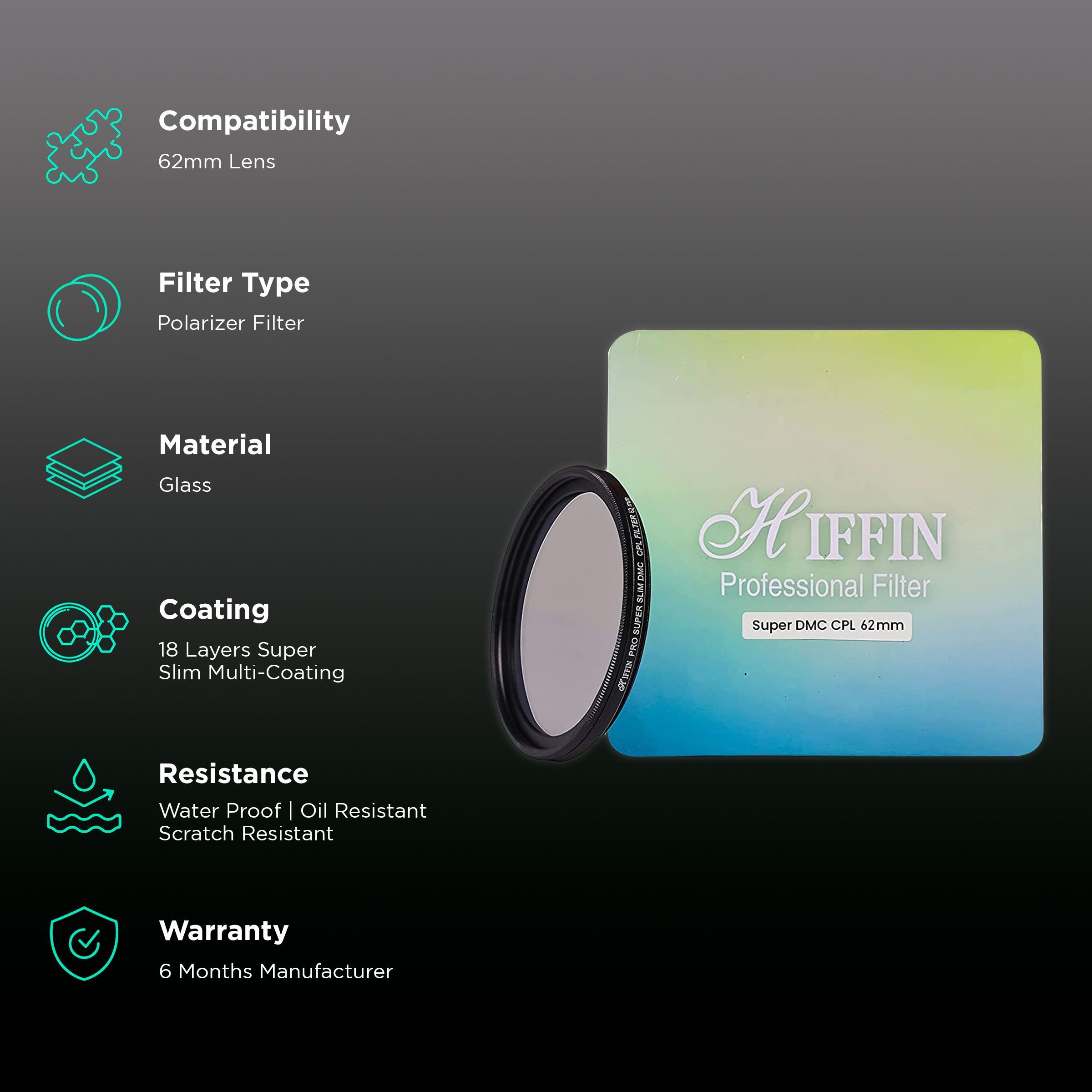 HIFFIN SUPER DMC CPL 62mm Camera Lens Polarizer Filter (18 Layers Super Slim Multi-Coating)_2