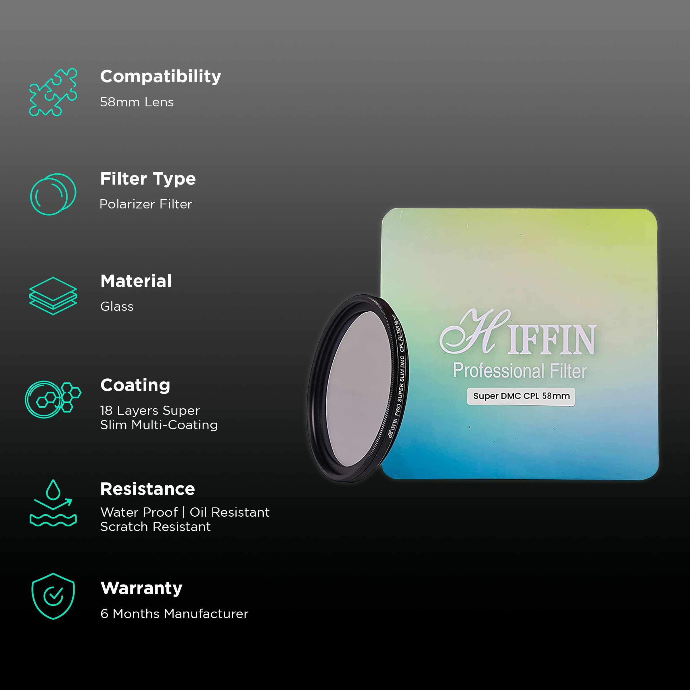 HIFFIN Concept 58mm Camera Lens Polarizer Filter (18 Layers Super Slim Multi-Coating)_2