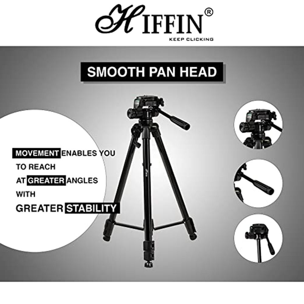 HIFFIN HF-1200 140cm Adjustable Tripod for Mobile and Camera (Built-in Bubble Head, Black)_4