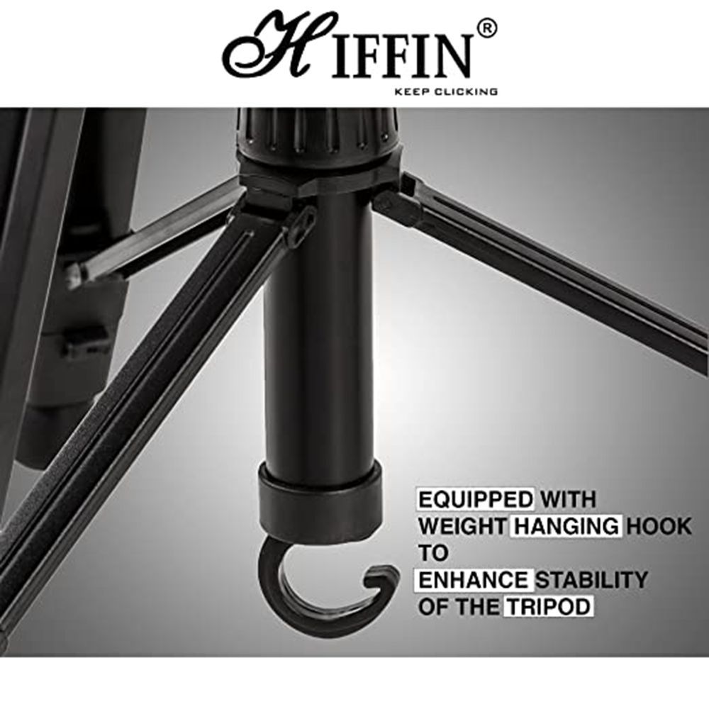 HIFFIN HF-1200 140cm Adjustable Tripod for Mobile and Camera (Built-in Bubble Head, Black)_5
