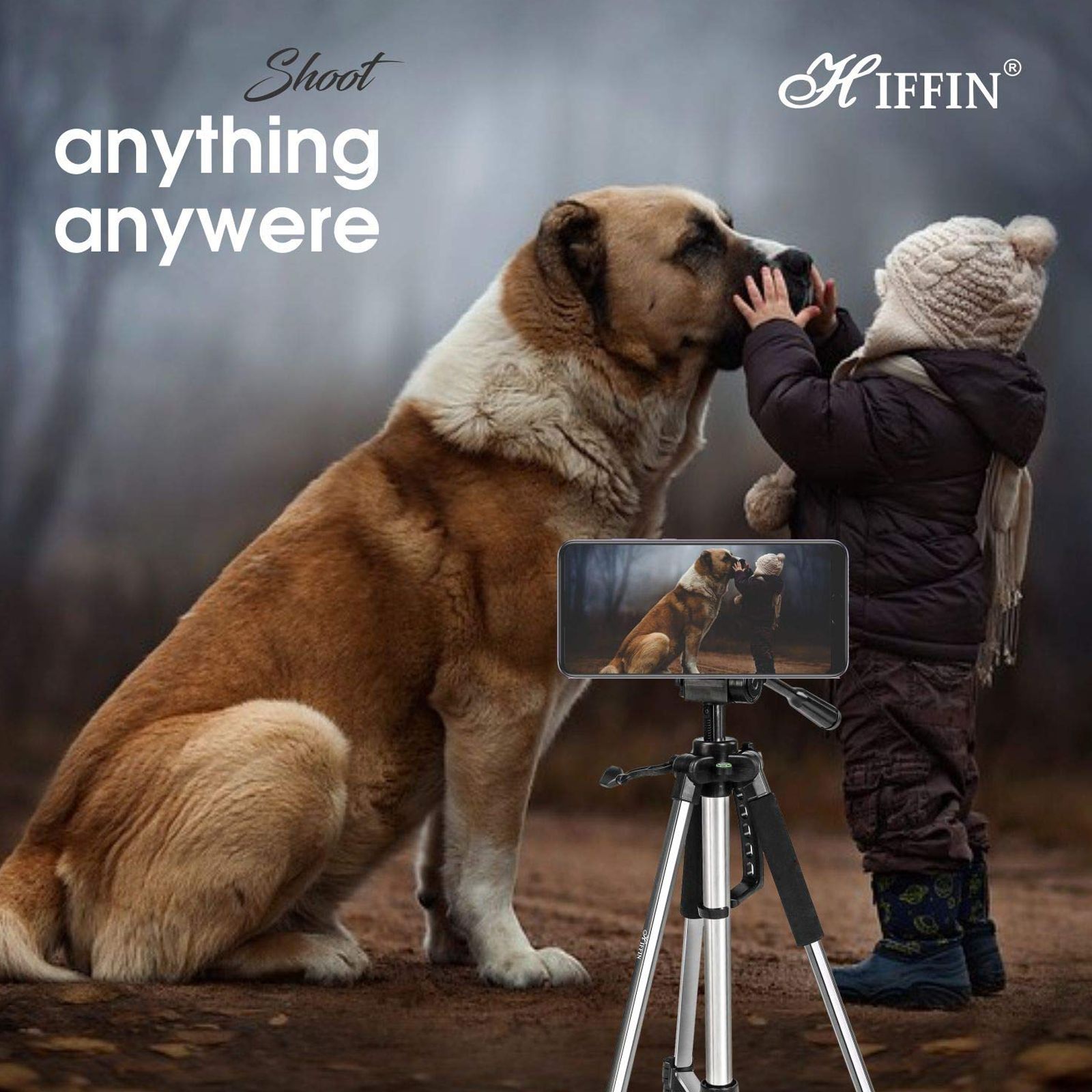 HIFFIN HF-1200 140cm Adjustable Tripod for Mobile and Camera (Built-in Bubble Head, Black)_13