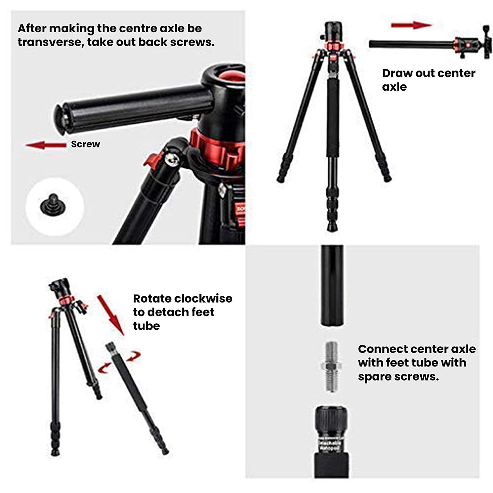 HIFFIN HF-550 165.1cm Adjustable Tripod for Camera (360 Degree Ball Head, Black)_5