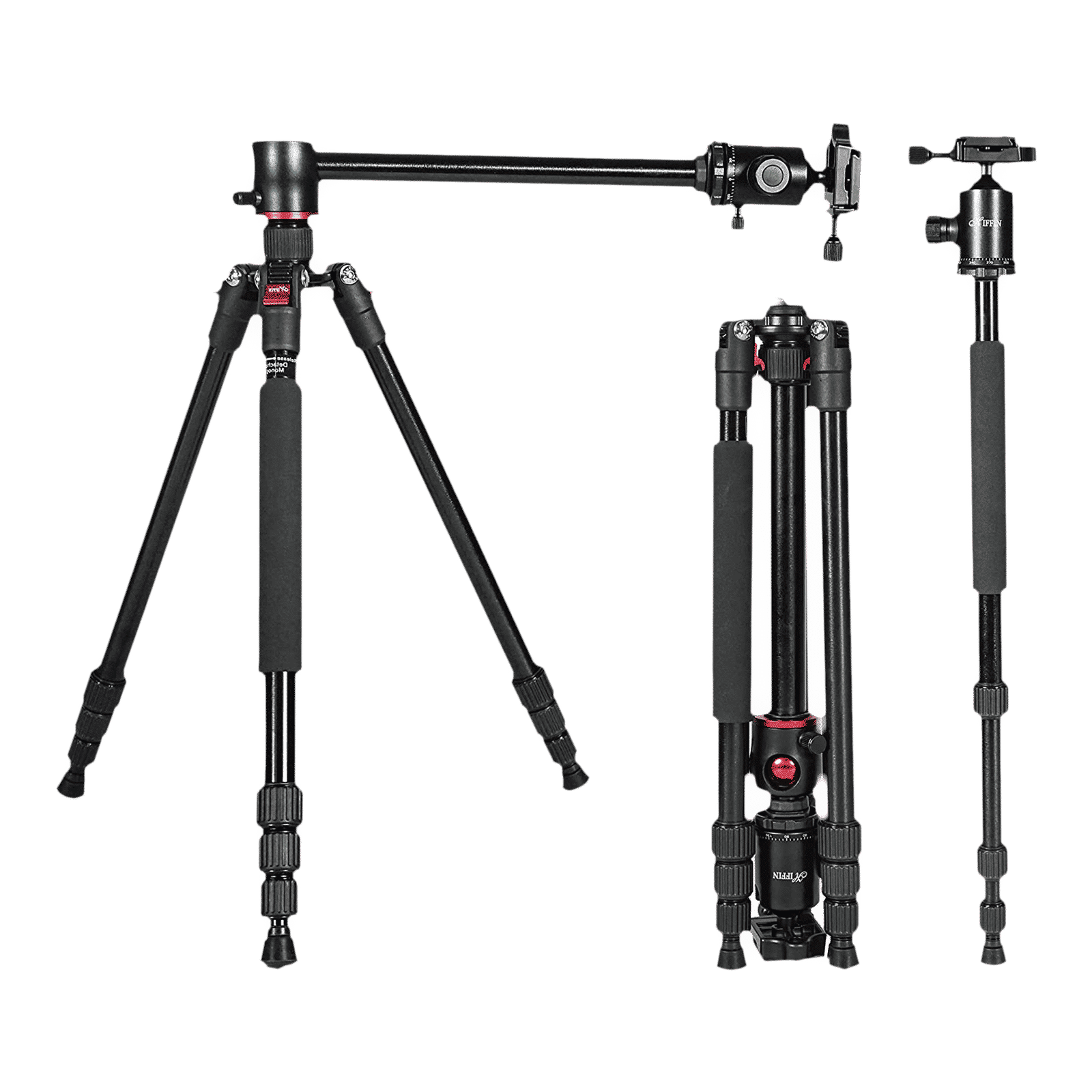 HIFFIN HF-550 165.1cm Adjustable Tripod for Camera (360 Degree Ball Head, Black)_8
