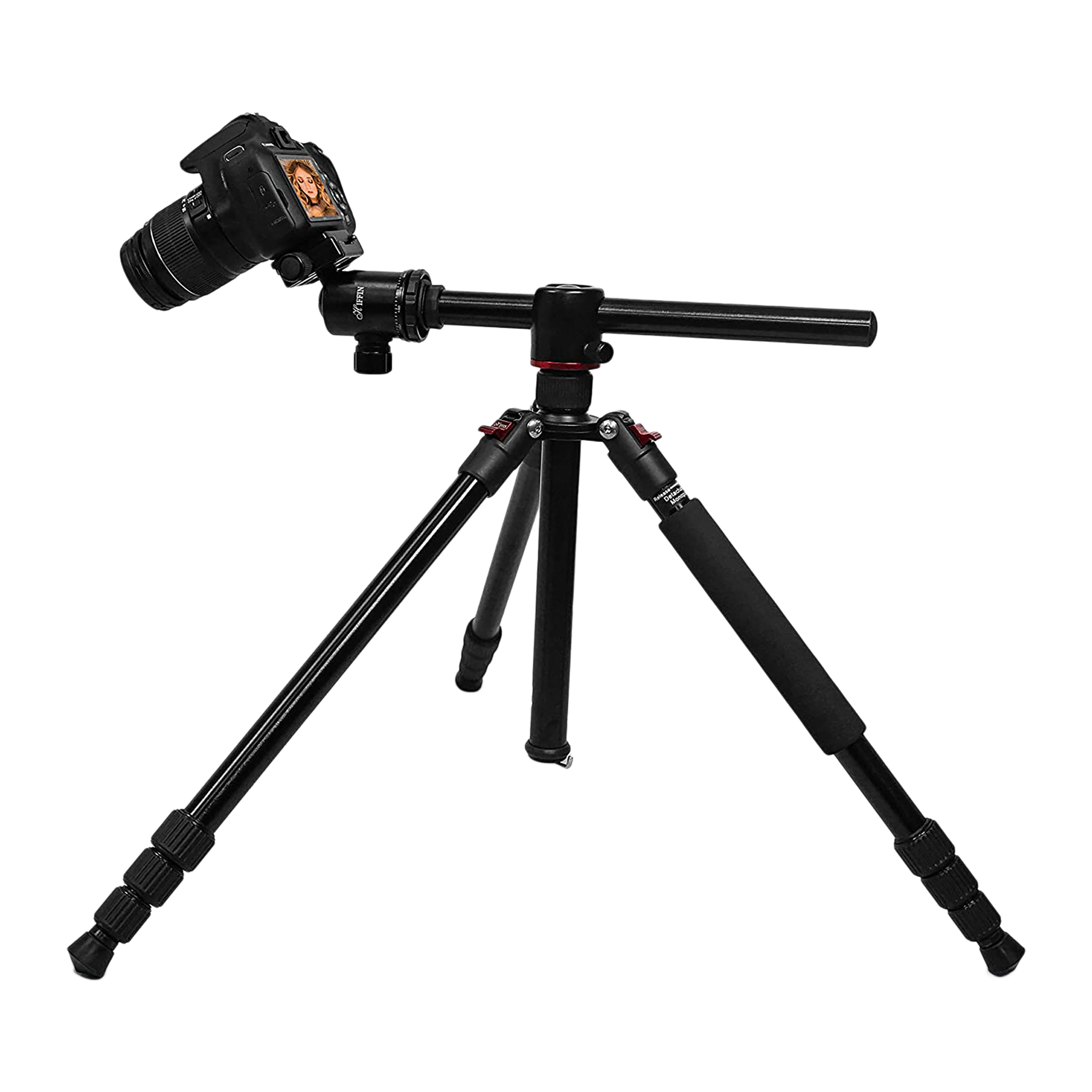 HIFFIN HF-550 165.1cm Adjustable Tripod for Camera (360 Degree Ball Head, Black)_9