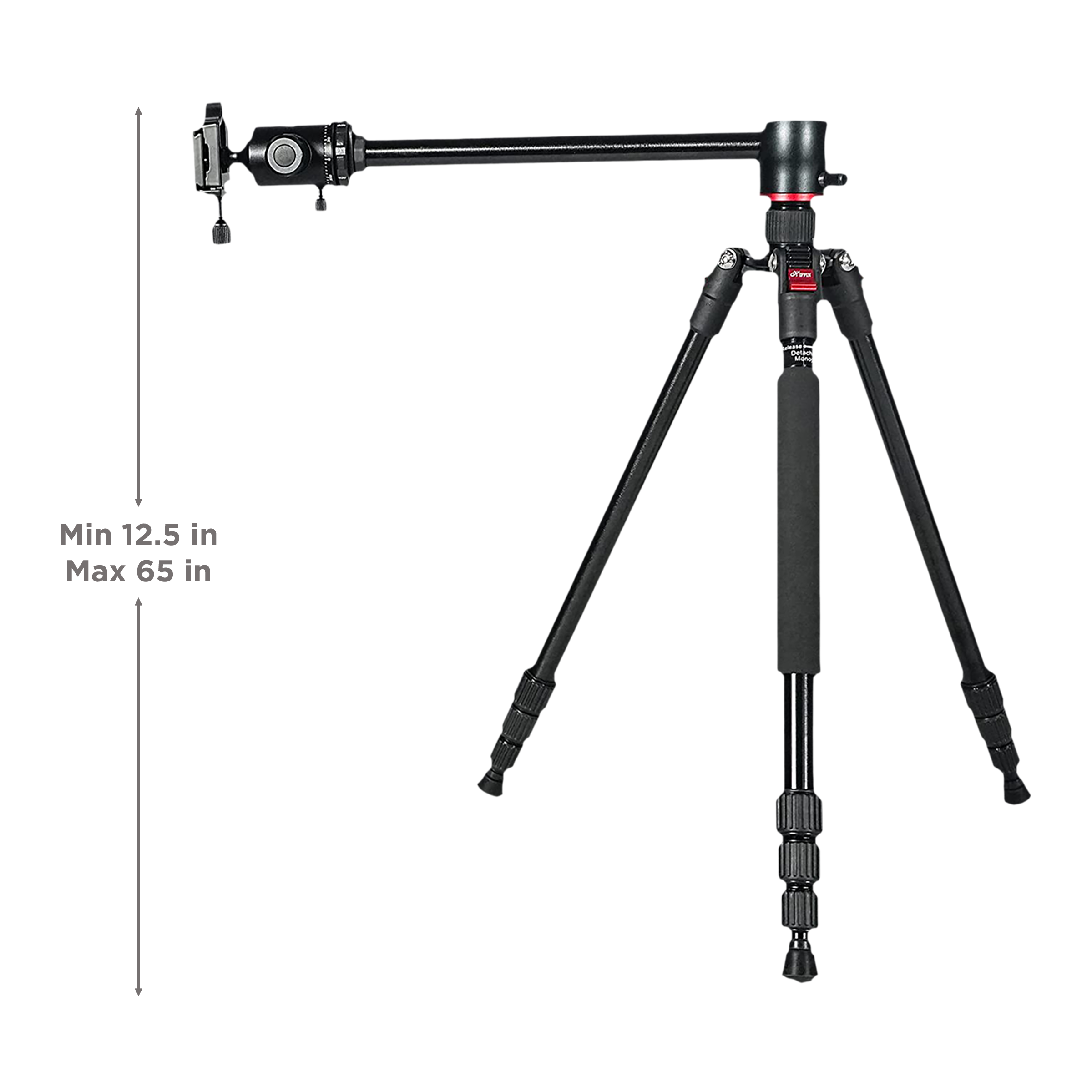 HIFFIN HF-550 165.1cm Adjustable Tripod for Camera (360 Degree Ball Head, Black)_3