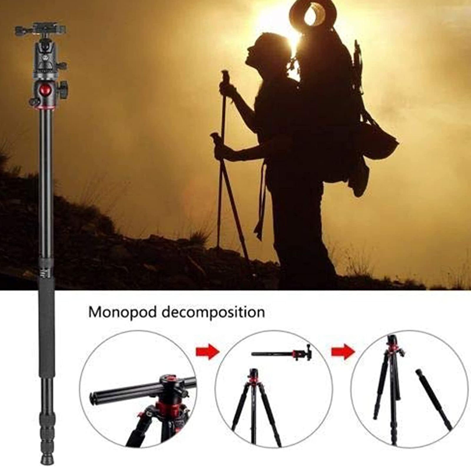 HIFFIN HF-550 165.1cm Adjustable Tripod for Camera (360 Degree Ball Head, Black)_4