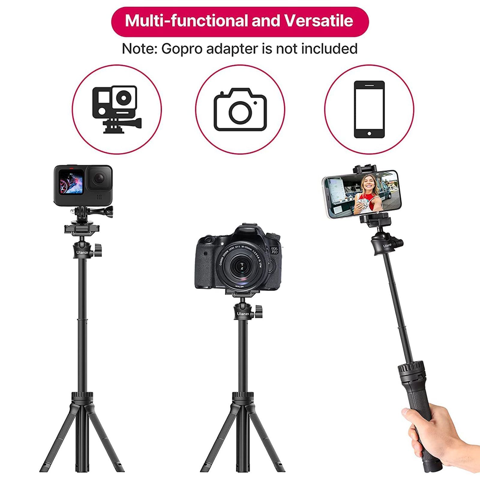 HIFFIN HF-34 81.5cm Adjustable Tripod for Mobile and Camera (2 in 1, Black)_7