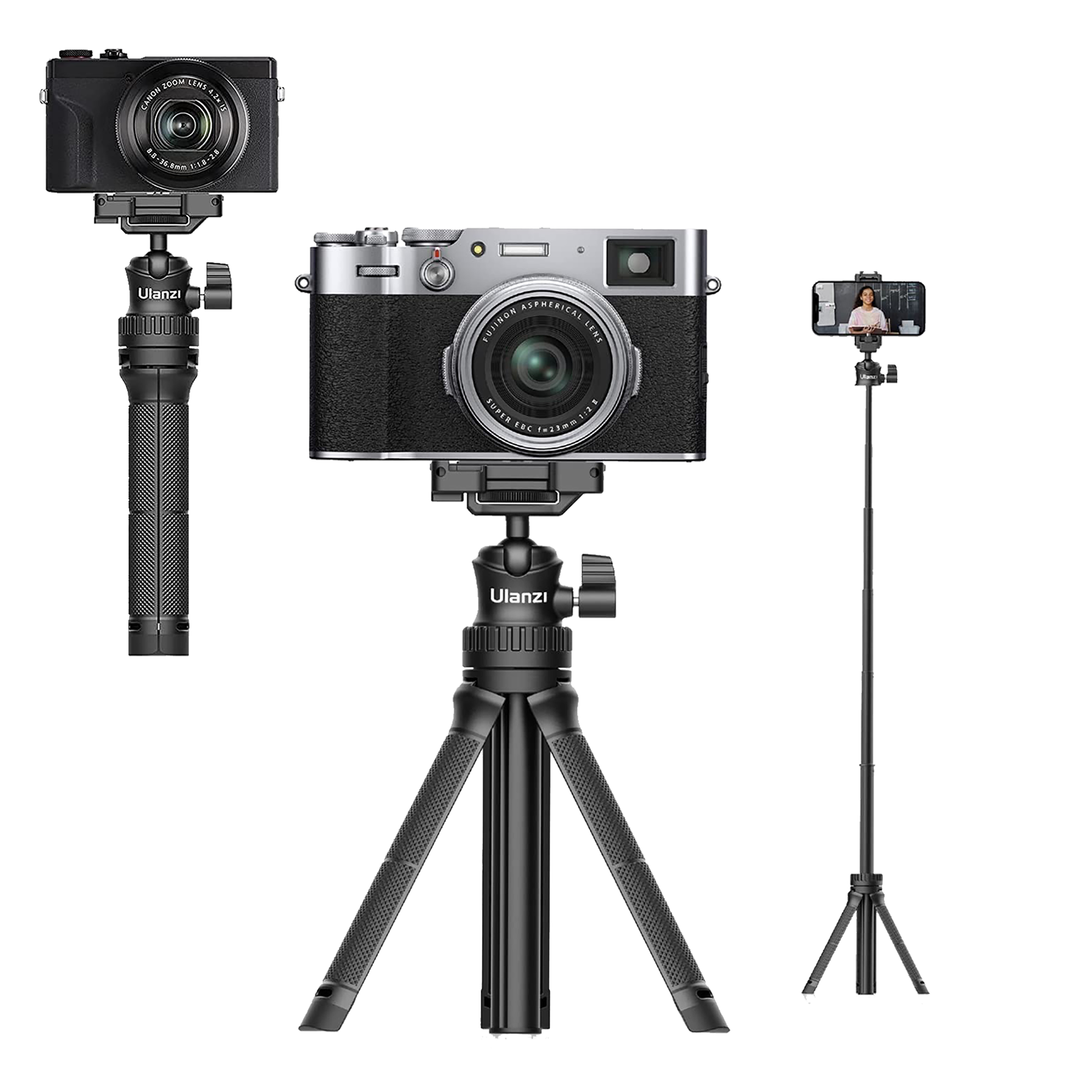 HIFFIN HF-34 81.5cm Adjustable Tripod for Mobile and Camera (2 in 1, Black)_4