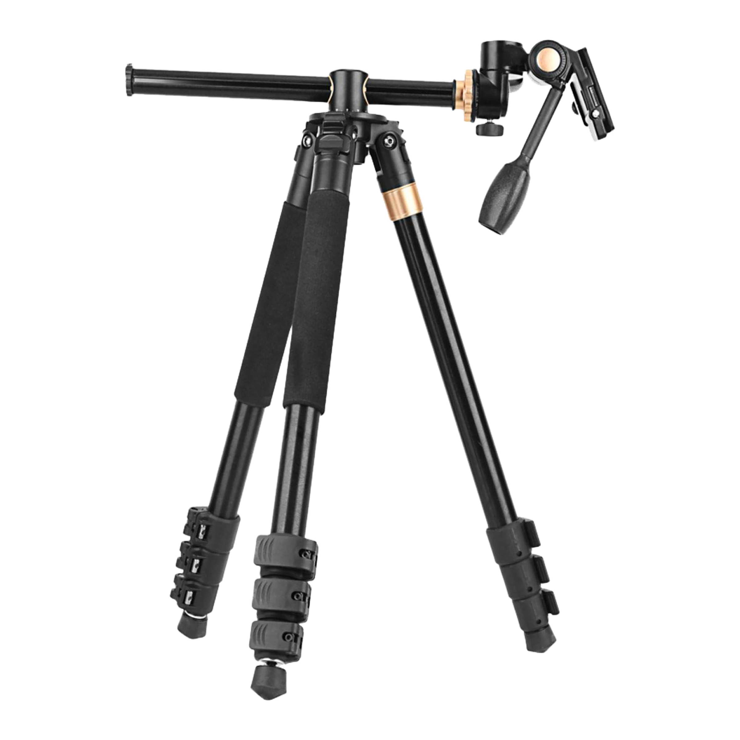 HIFFIN HF-999 183cm Adjustable Tripod for Mobile and Camera (360 Degree Panning Bed, Black) HIFFIN HF-999 183cm Adjustable Tripod for Mobile and Camera (360 Degree Panning Bed, Black)_1