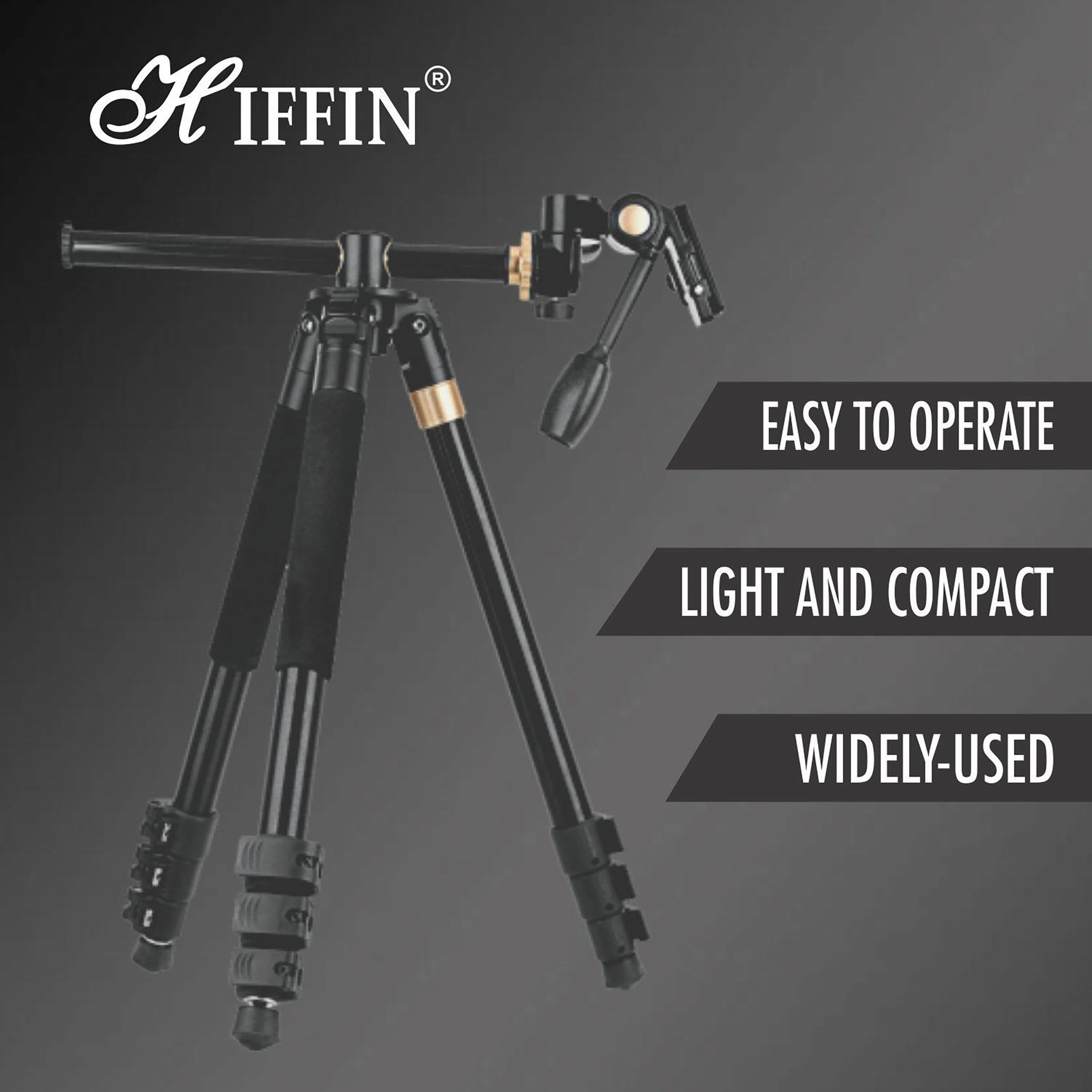 HIFFIN HF-999 183cm Adjustable Tripod for Mobile and Camera (360 Degree Panning Bed, Black) HIFFIN HF-999 183cm Adjustable Tripod for Mobile and Camera (360 Degree Panning Bed, Black)_9