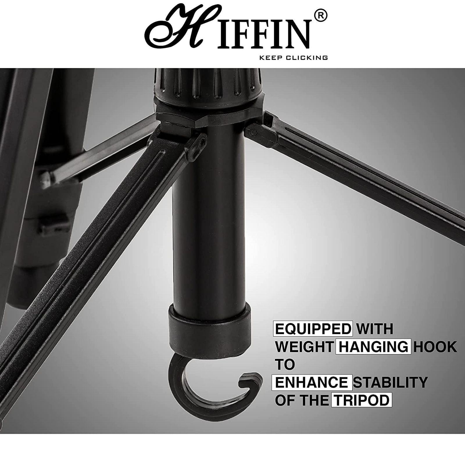 HIFFIN HF-3600 170cm Adjustable Tripod for Mobile and Camera (Clip Lock, Black) HIFFIN HF-3600 170cm Adjustable Tripod for Mobile and Camera (Clip Lock, Black)_5