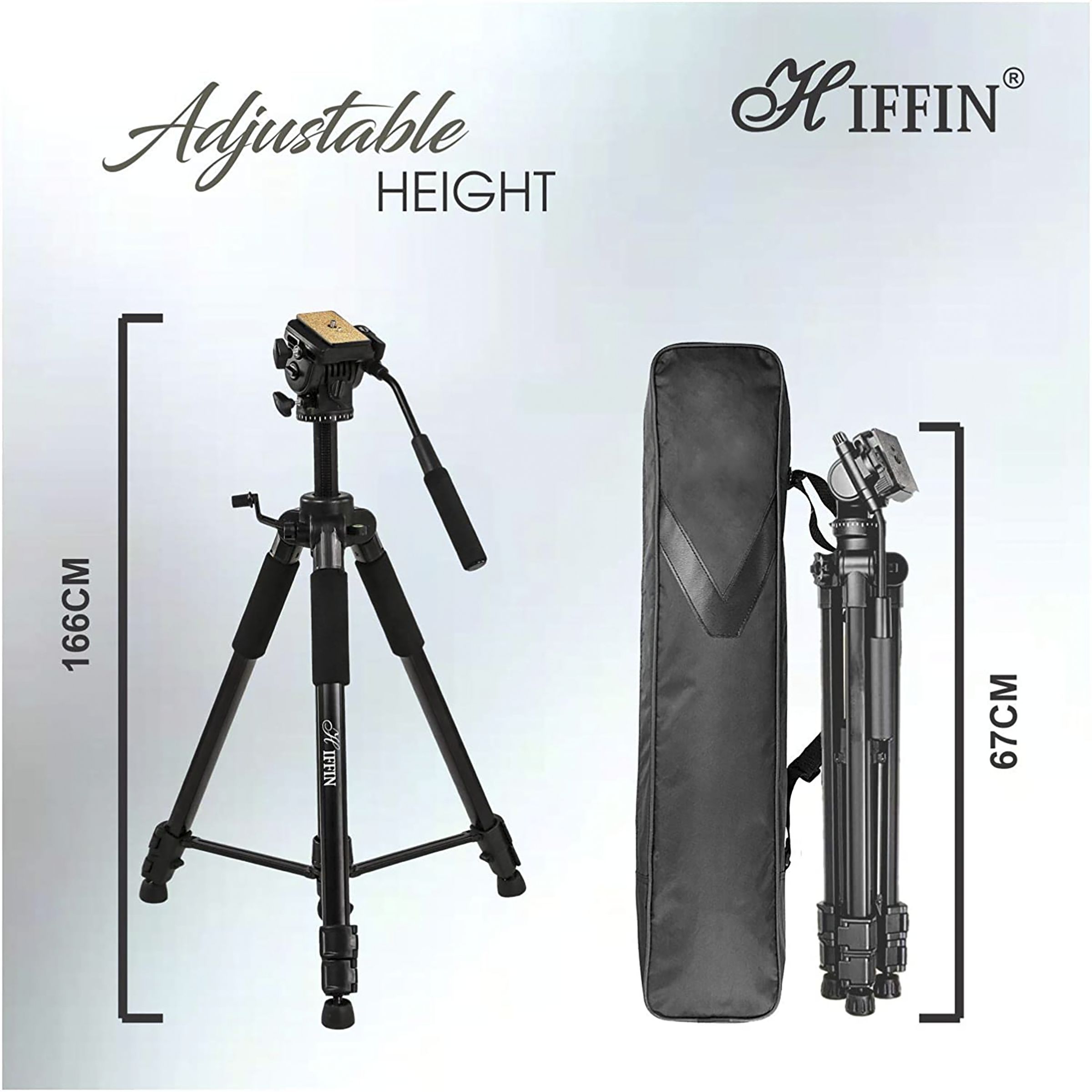 HIFFIN HF-880 166.11cm Adjustable Tripod for Camera (360 Degree Swivel, Black)_6
