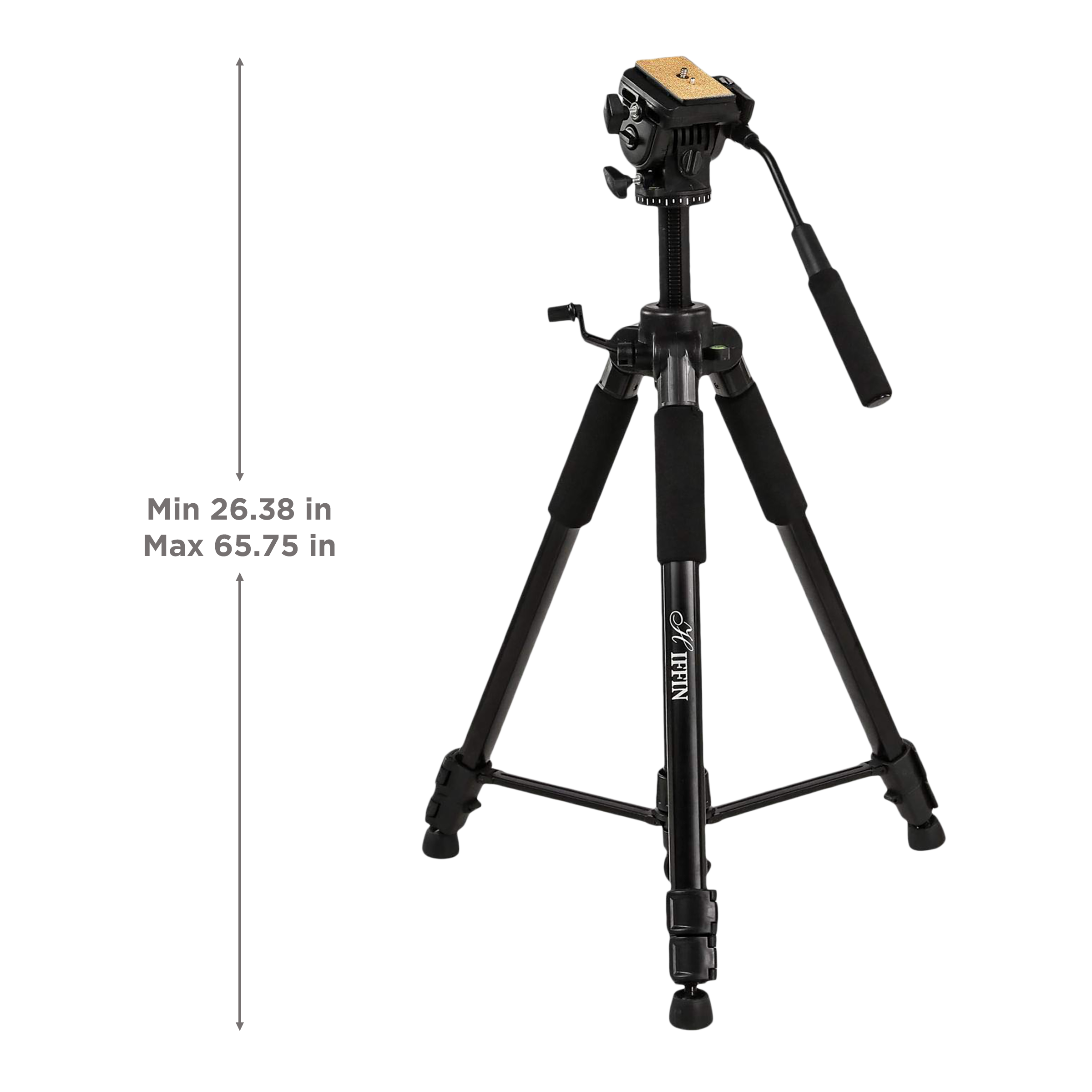 HIFFIN HF-880 166.11cm Adjustable Tripod for Camera (360 Degree Swivel, Black)_3