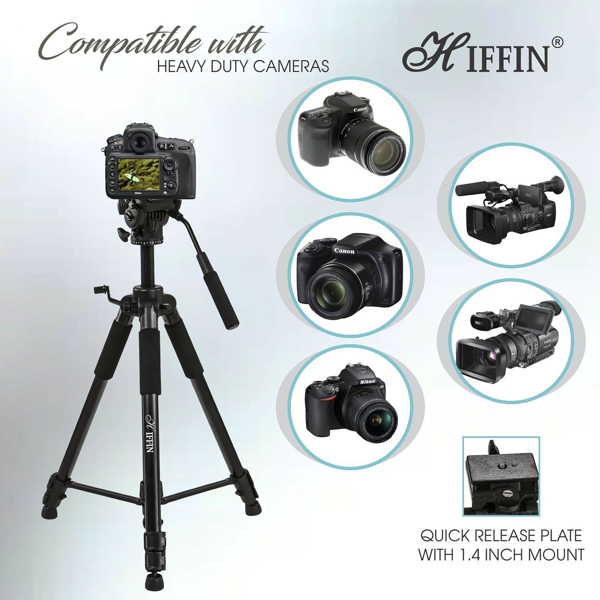 HIFFIN HF-880 166.11cm Adjustable Tripod for Camera (360 Degree Swivel, Black)_5