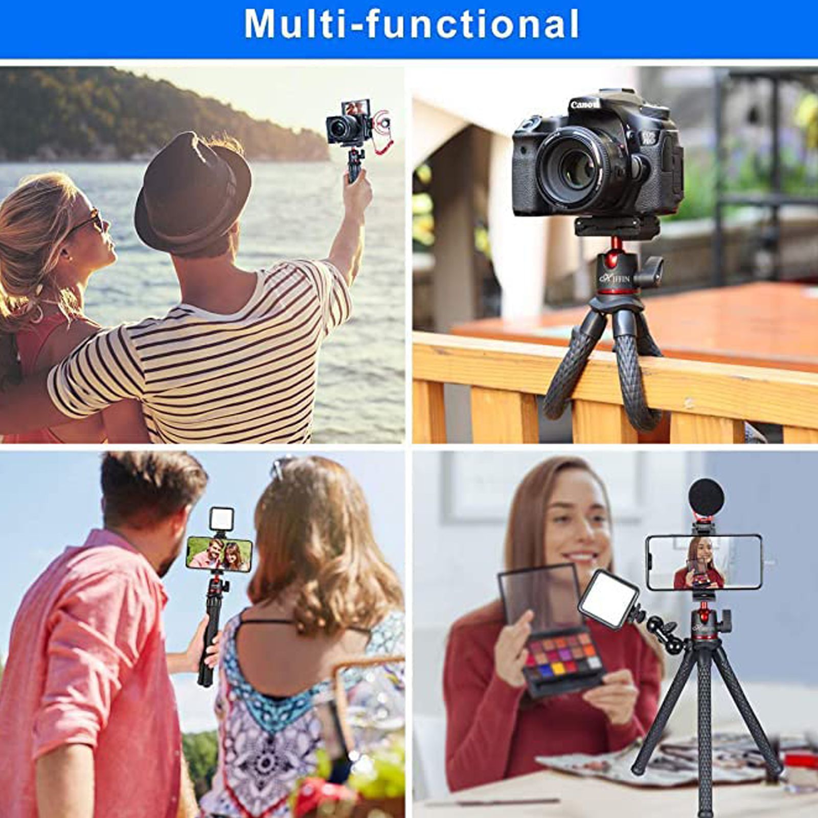 HIFFIN HF-11 38cm Adjustable Tripod for Mobile and Camera (360 Degree Rotatable, Black)_4