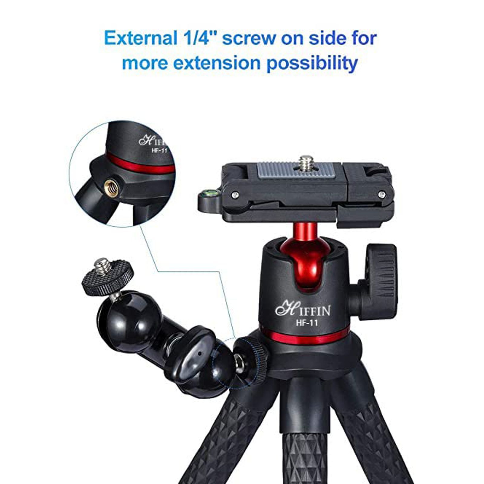 HIFFIN HF-11 38cm Adjustable Tripod for Mobile and Camera (360 Degree Rotatable, Black)_6