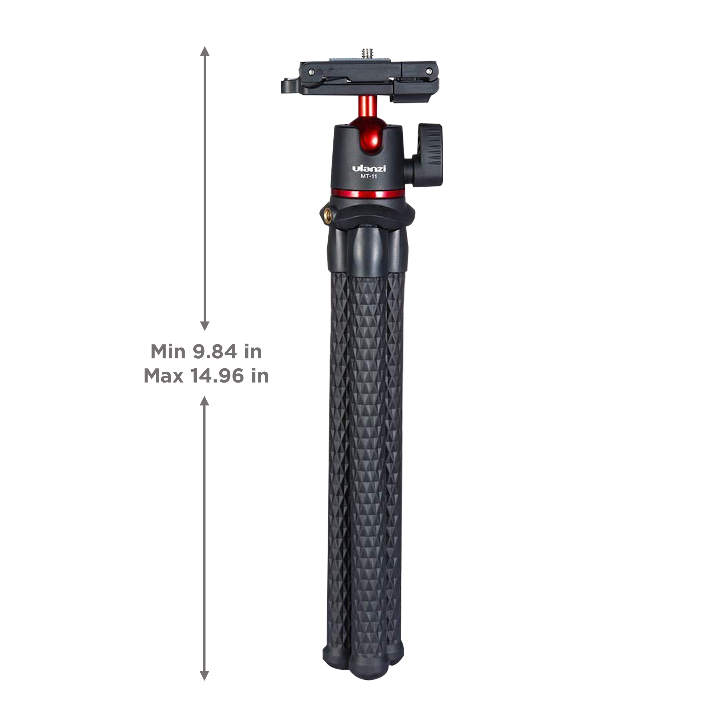 HIFFIN HF-11 38cm Adjustable Tripod for Mobile and Camera (360 Degree Rotatable, Black)_3