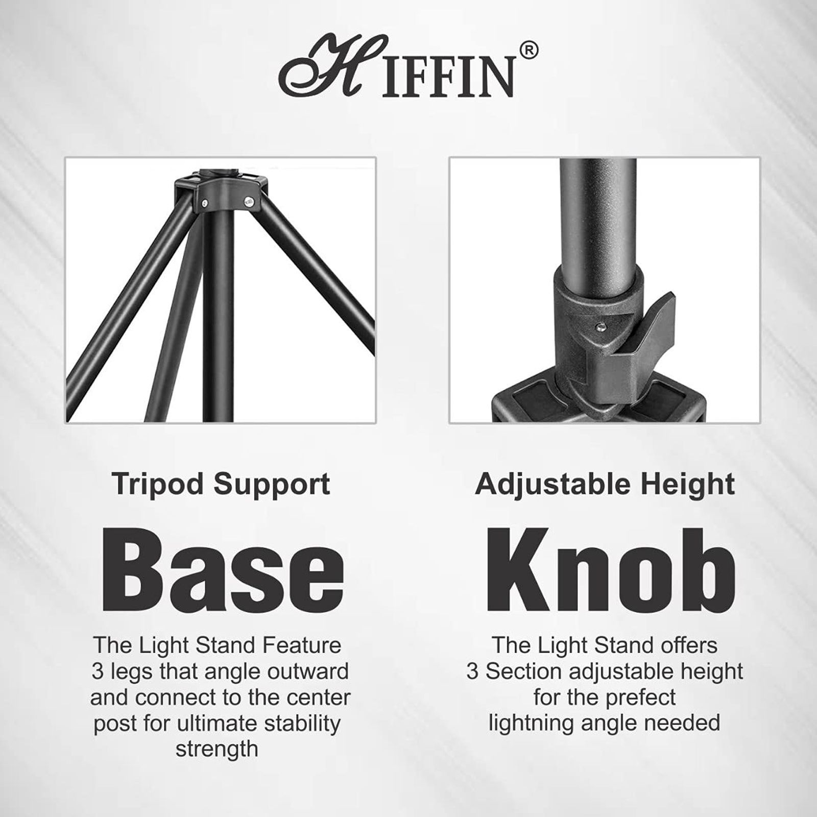 HIFFIN HF-9FT 274.32cm Adjustable Tripod for Mobile and Camera (Shock Absorption Spring Mechanism, Black)_6