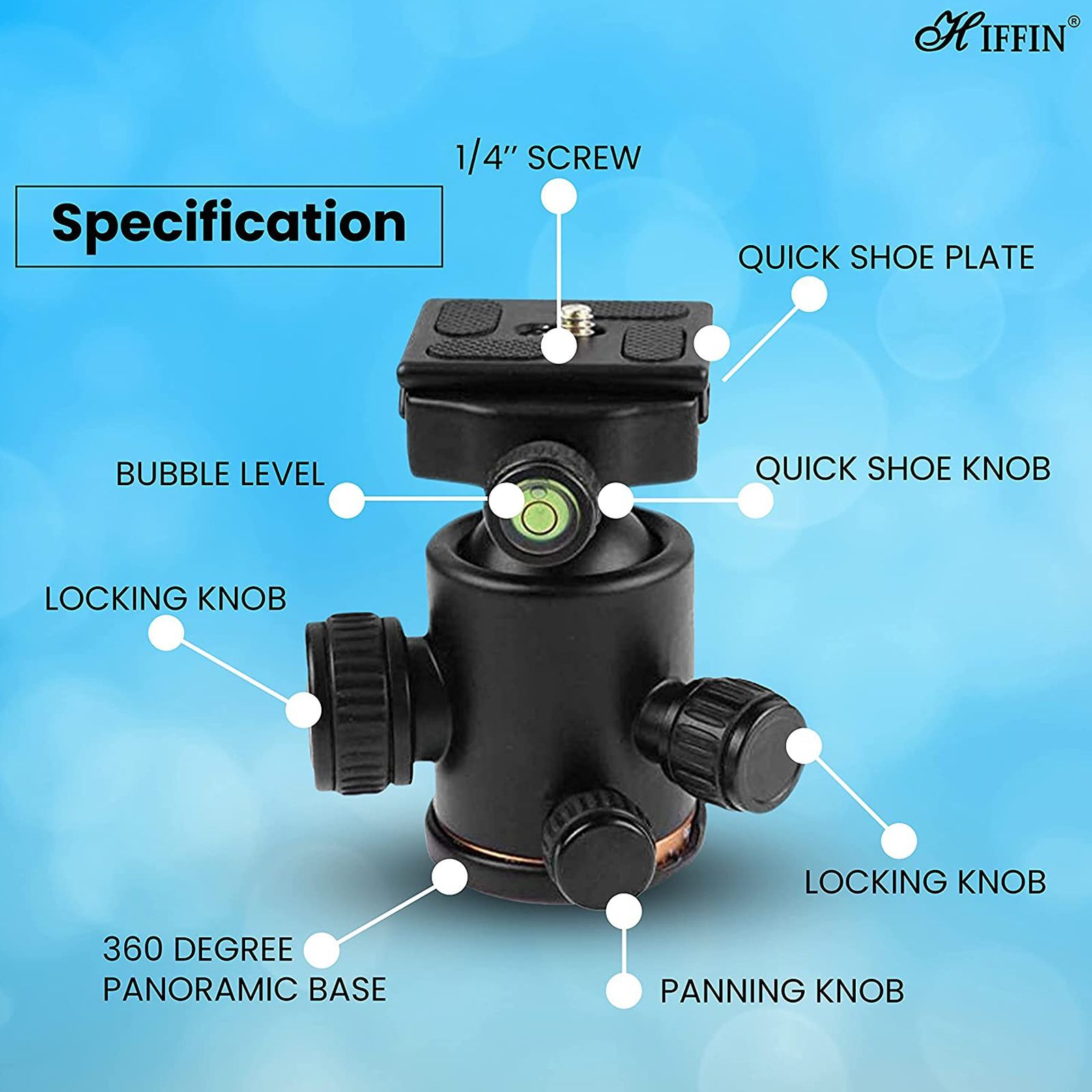 HIFFIN Professional Tripod Mount for Camera (360 Degree Rotation, Black)_8